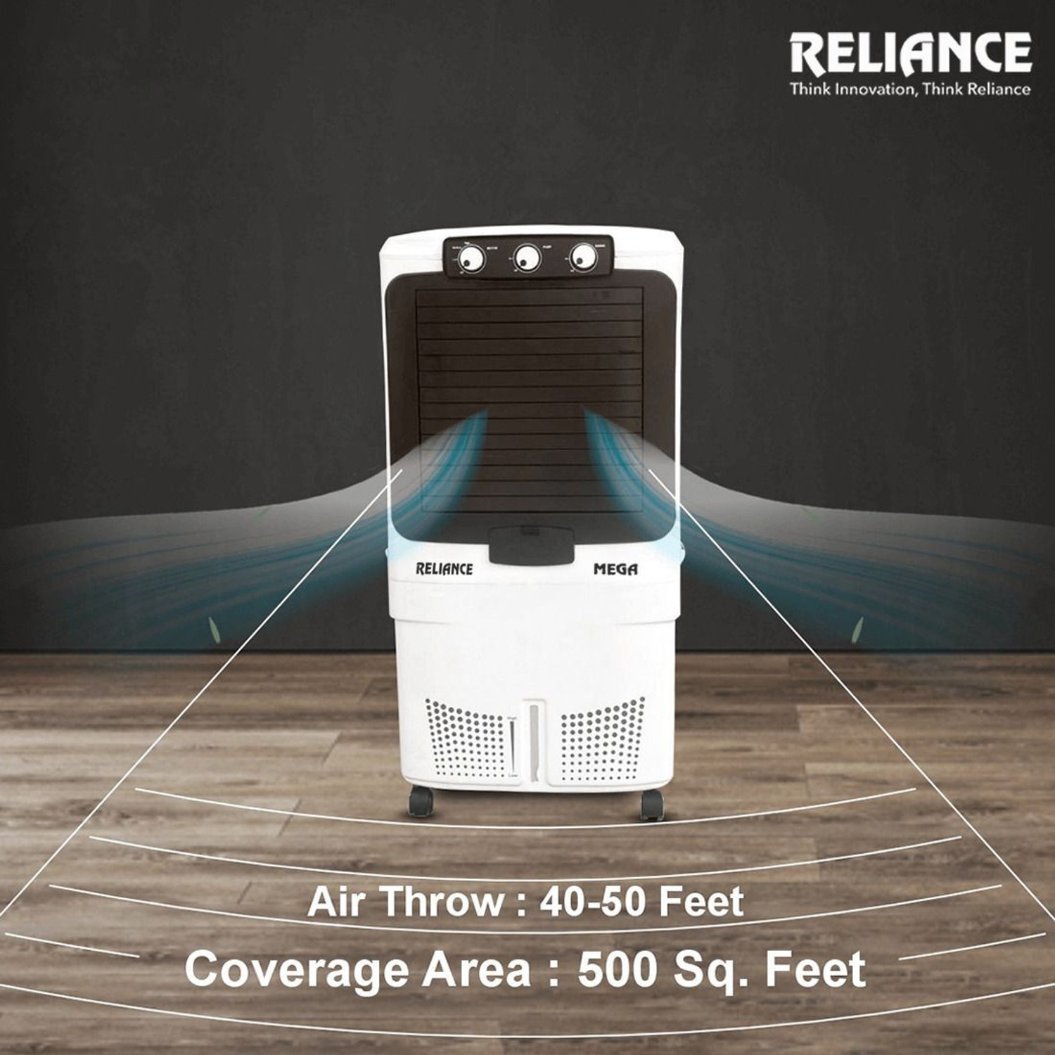 Image of Reliance 95 L Desert Air Cooler (White & Grey, RV95MD-HC Mega 95 L)