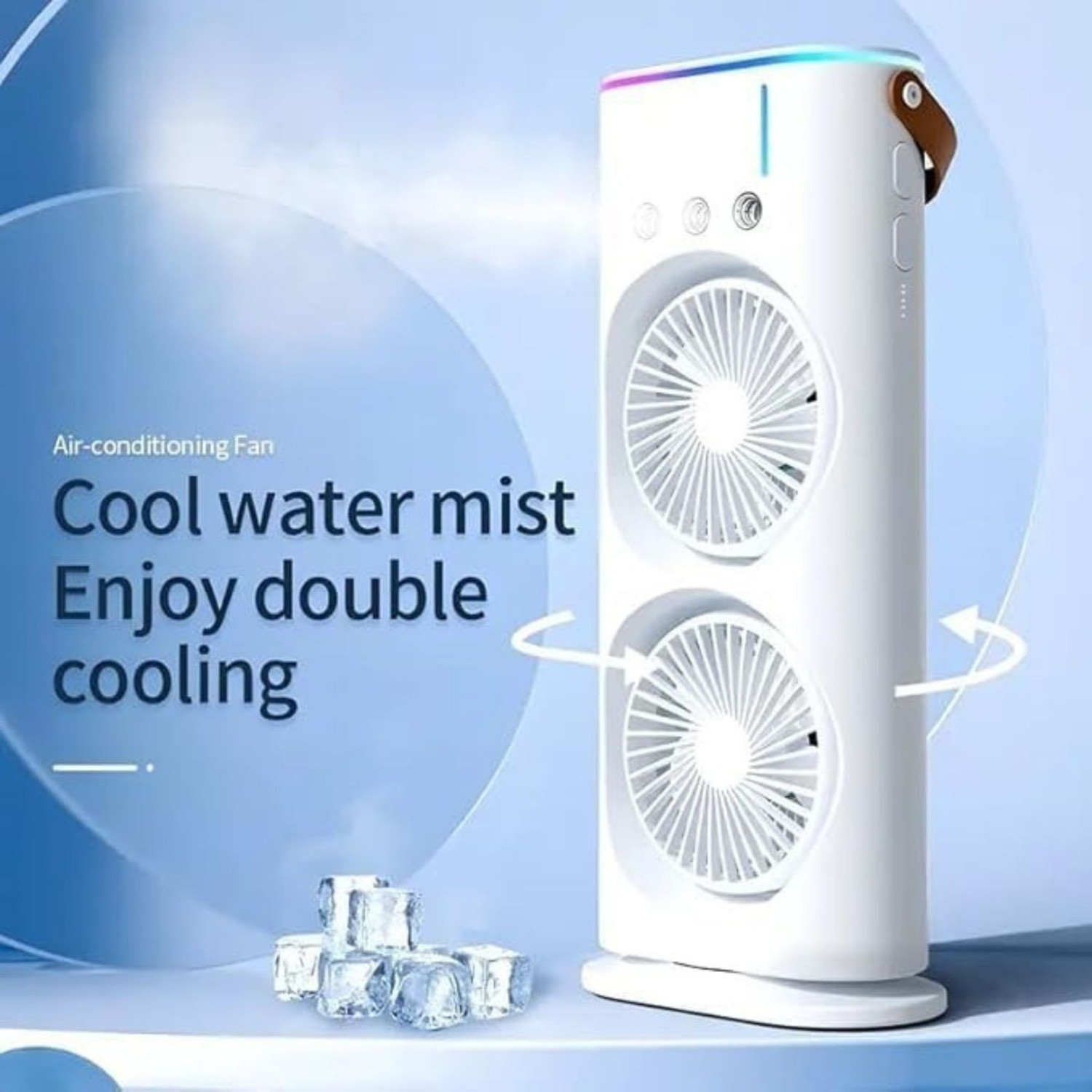Image of GadgetKart 600 L Room /Personal Air Cooler (White, Double Fan RGB Mist Cooler)
