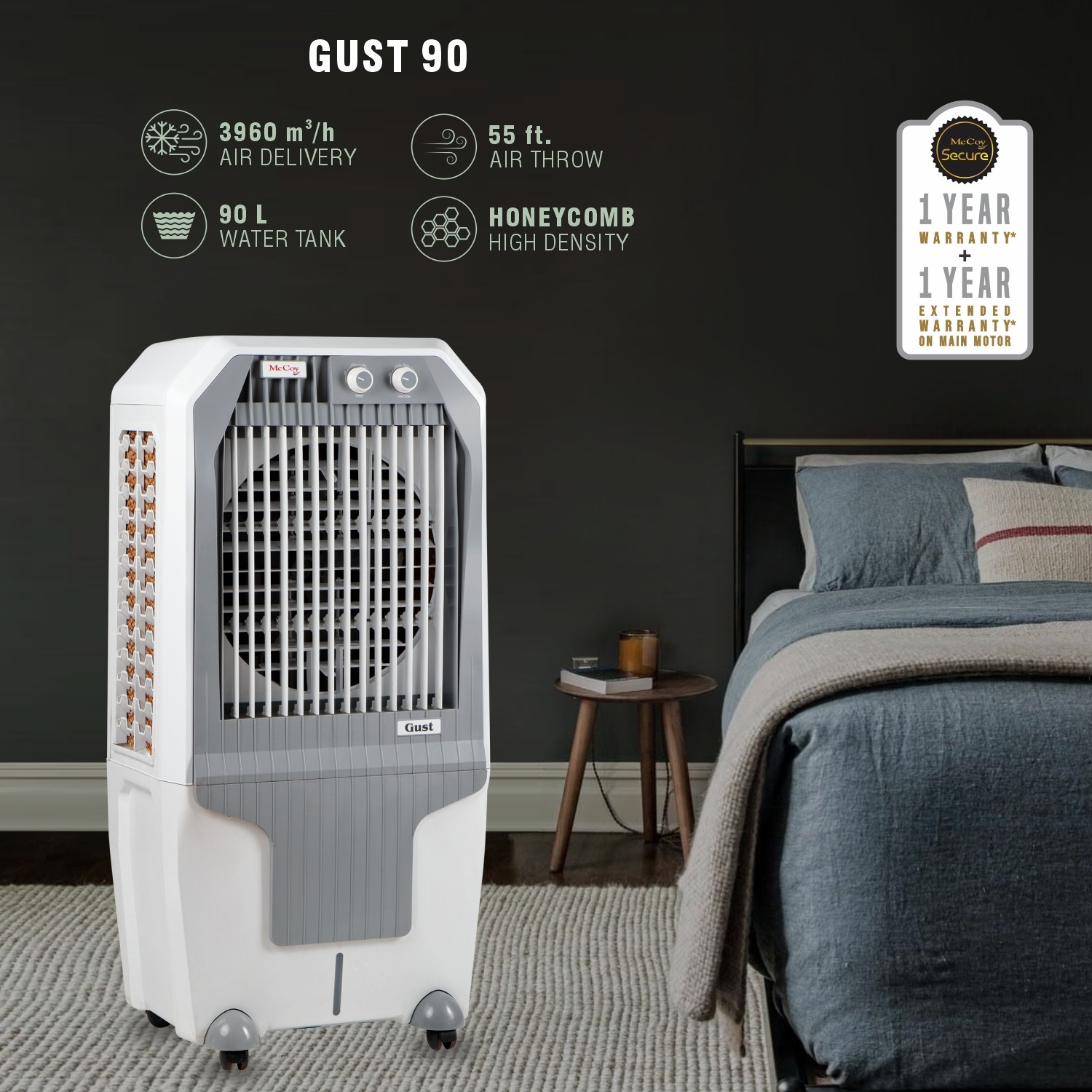 Image of Mccoy 90 L Desert Air Cooler (White, Gust 90 L HC)