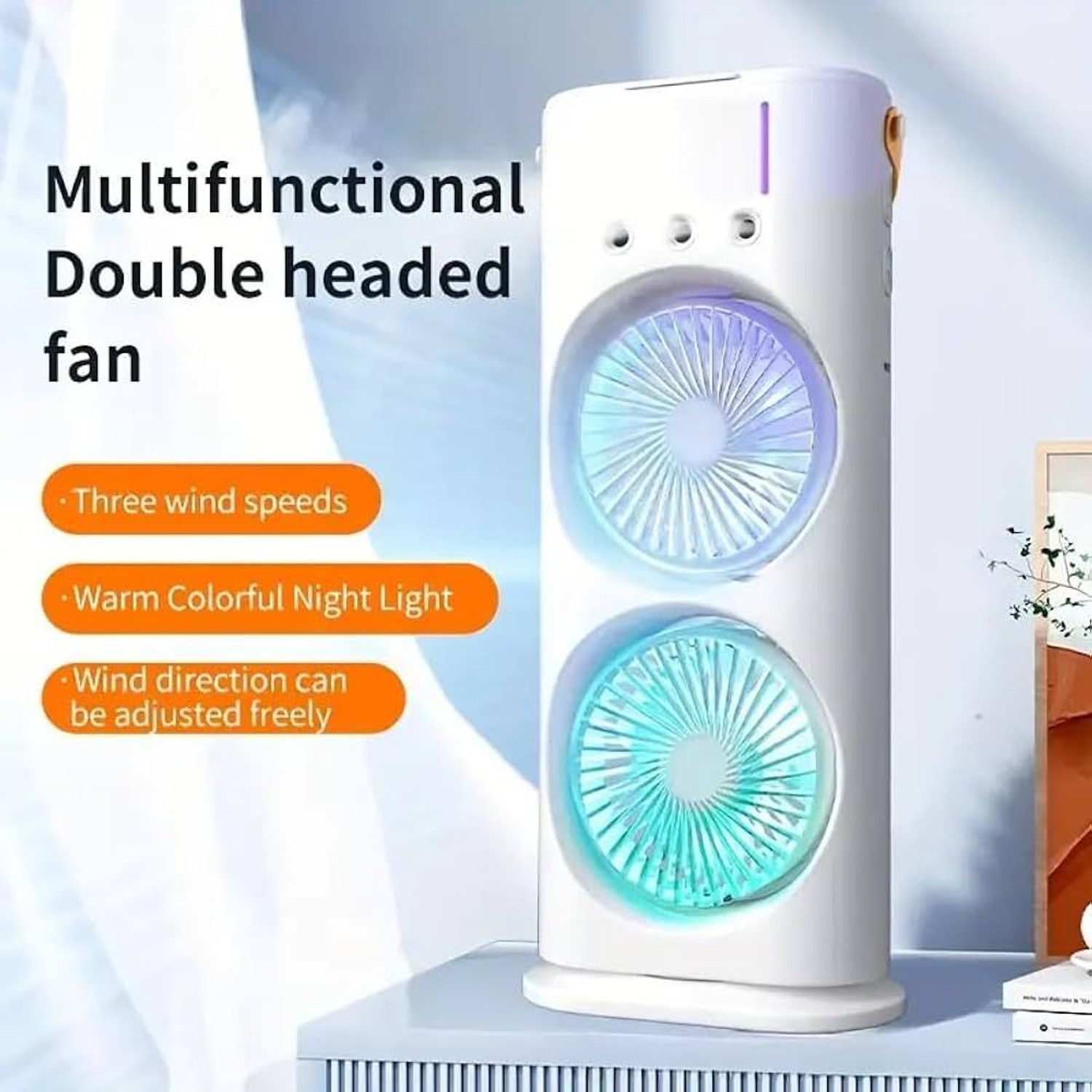 Image of GadgetKart 600 L Room /Personal Air Cooler (White, Double Fan RGB Mist Cooler)