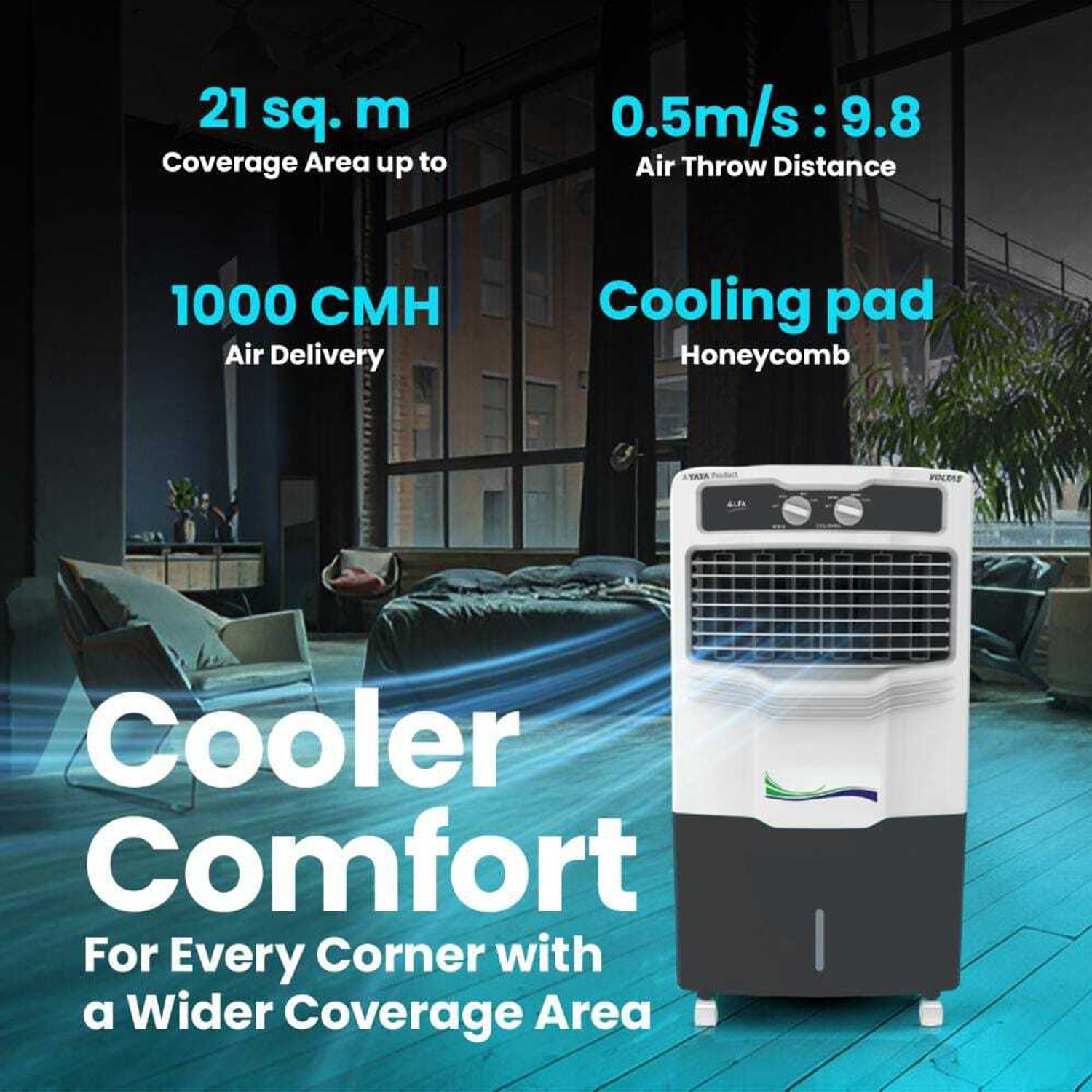 Image of Voltas 45 L Room /Personal Air Cooler (White, ALFA 45)