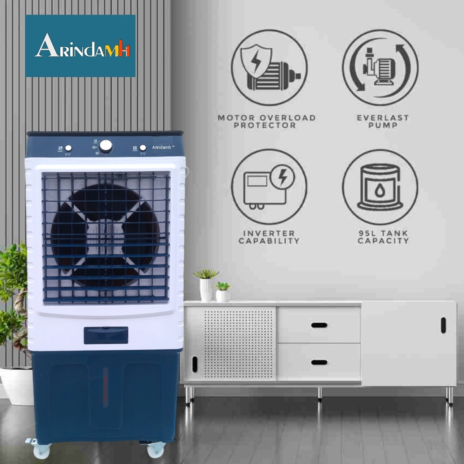 Image of SURYA KSTAR 5 L Tower Air Cooler (White, TOWER FAN)