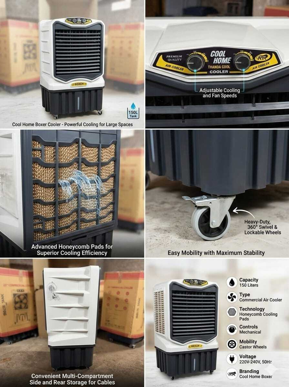 Image of SummerBreeze 160 L Desert Air Cooler (White, Black, 160l Desert cooler)