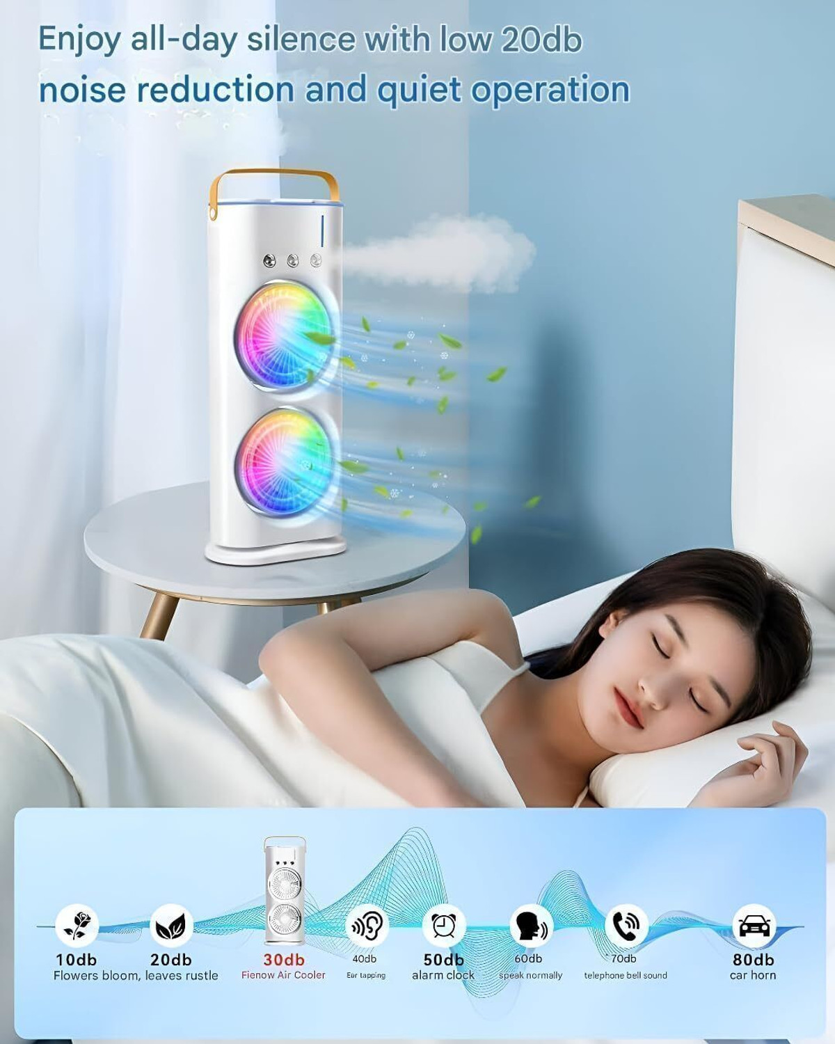 Image of Sitaramm 4 L Tower Air Cooler (Multicolor, Double End Mist Air Cooler Fan with Remote Mini Portable Air Conditioner Fan)
