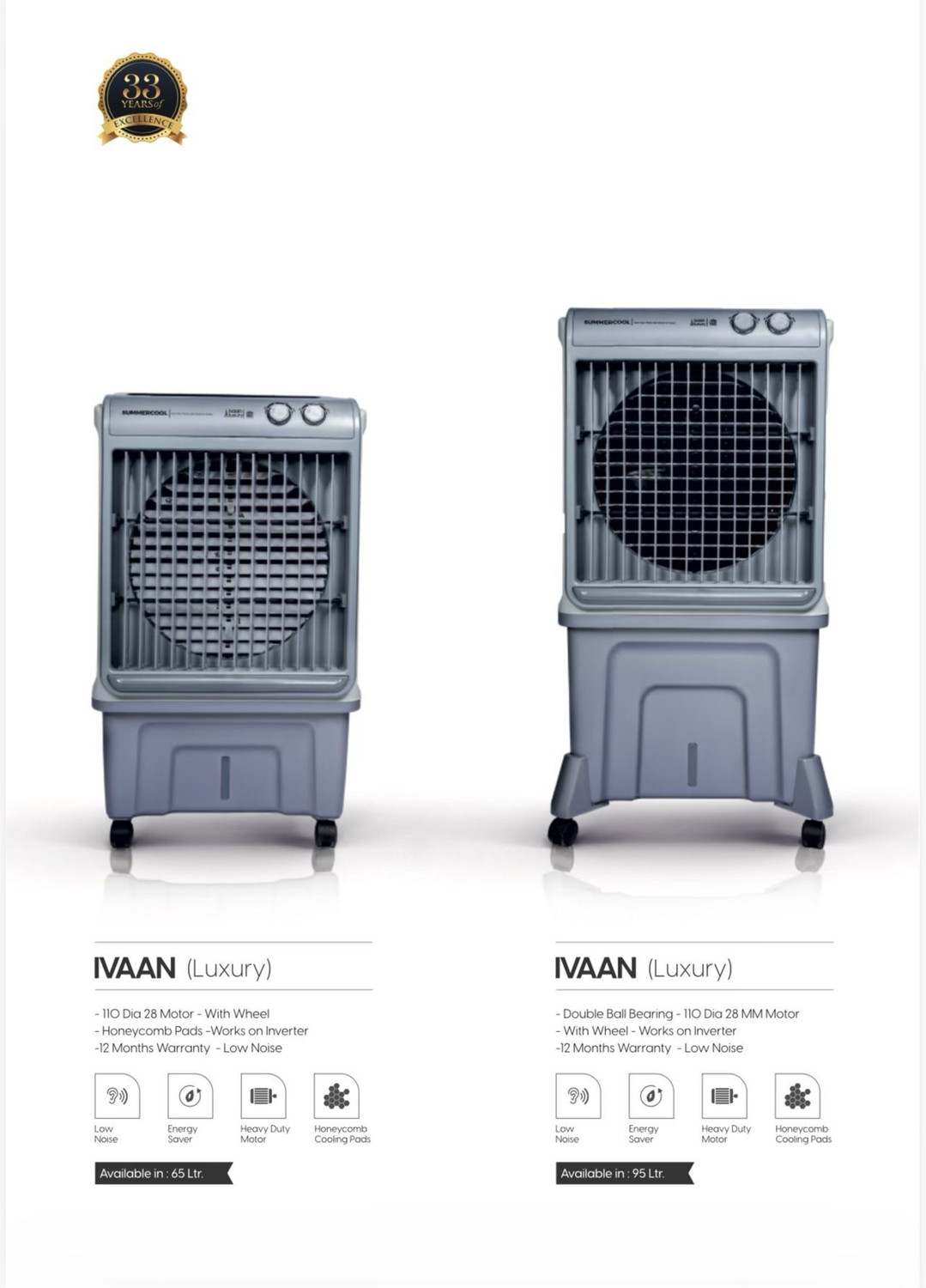 Image of Summercool Cool 95 L Tower Air Cooler (Grey, IVAAN 95L)