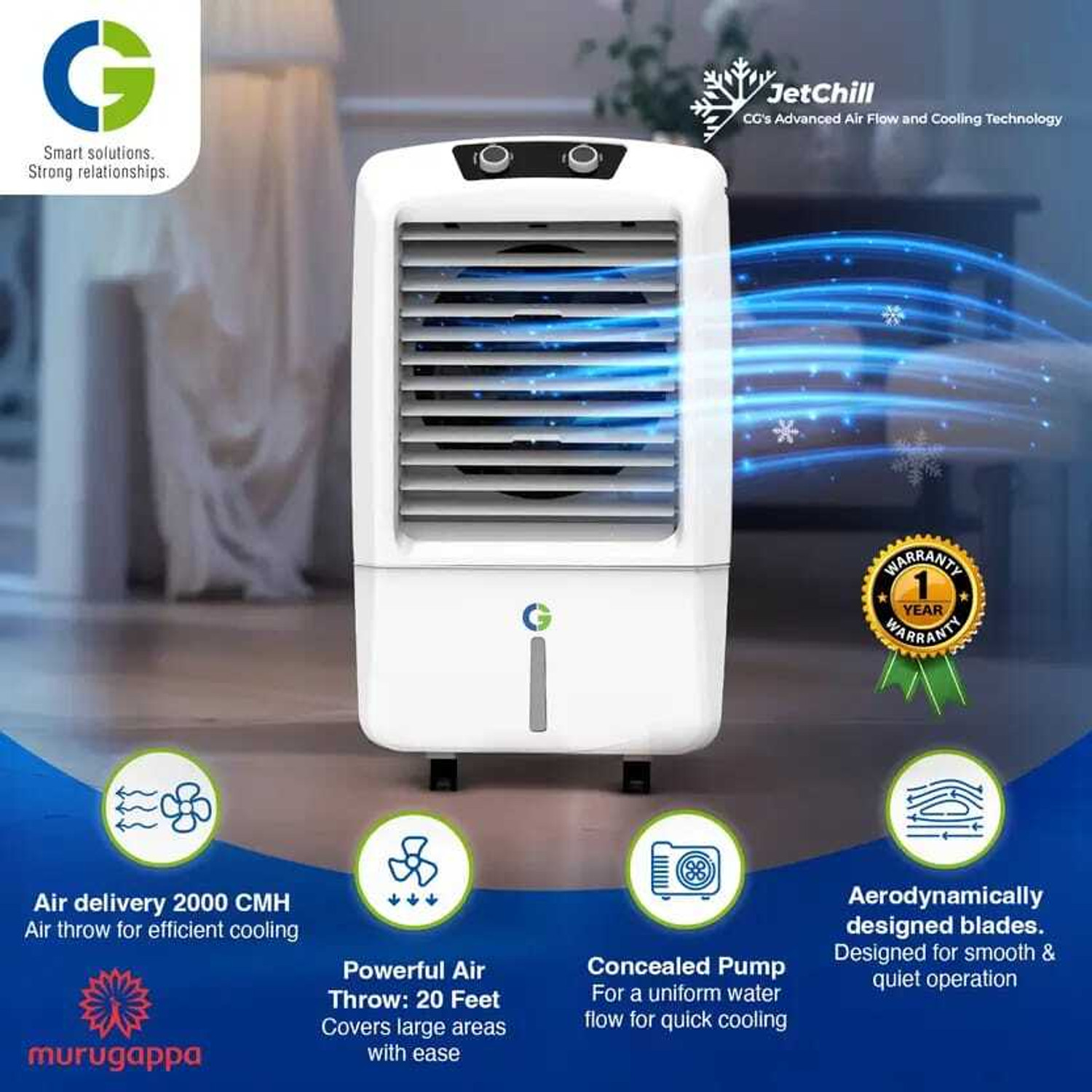 Image of CG GREEVS 40 L Room /Personal Air Cooler (White, CG RAIDER 40L PERSONAL AIR COOLER)
