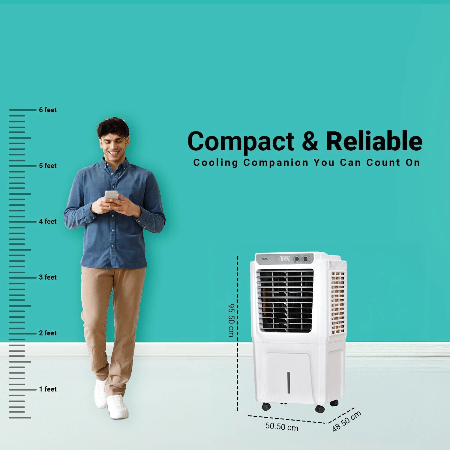 Image of BLACK+DECKER 55 L Room /Personal Air Cooler (White &Grey, Remo 55L)