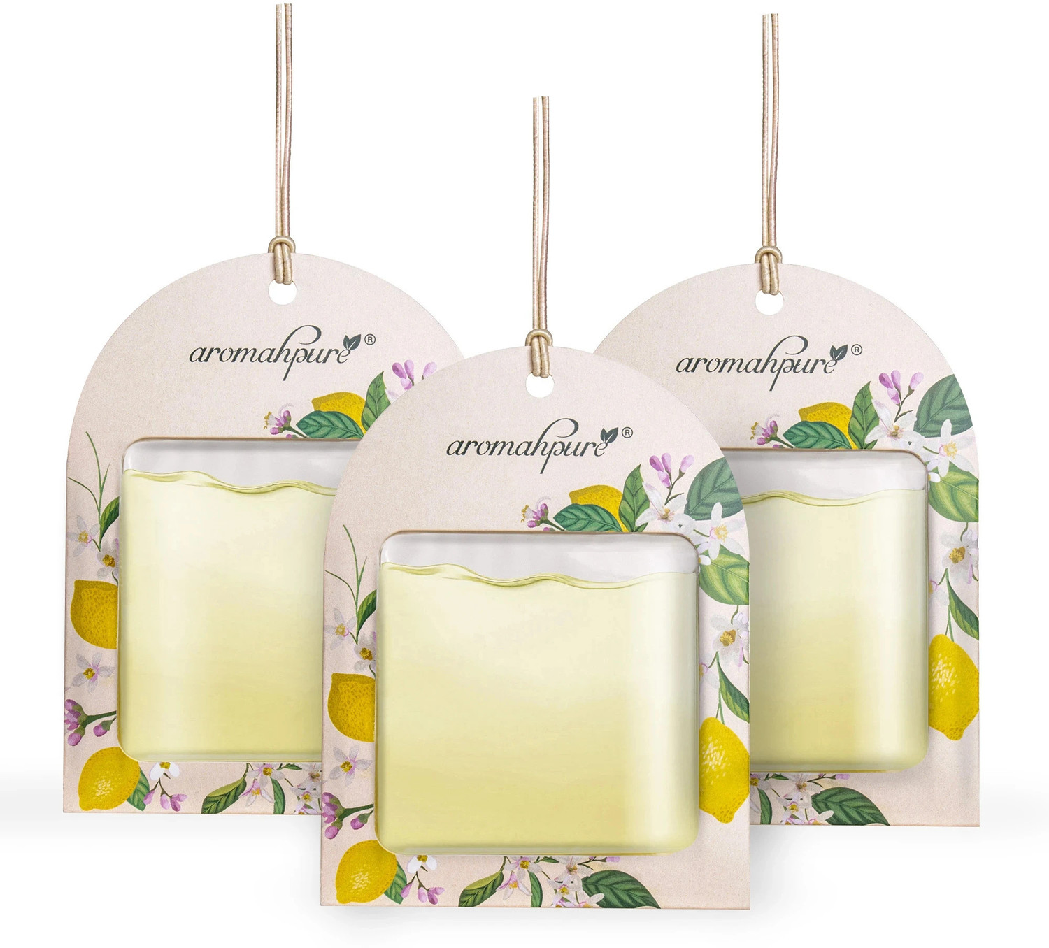 Image of Aromahpure Lemon Car Freshener Diffuser Gel Wink Hanging Perfume|Pack of 3| Long-Lasting Up to 30 Days (22.5 ml)