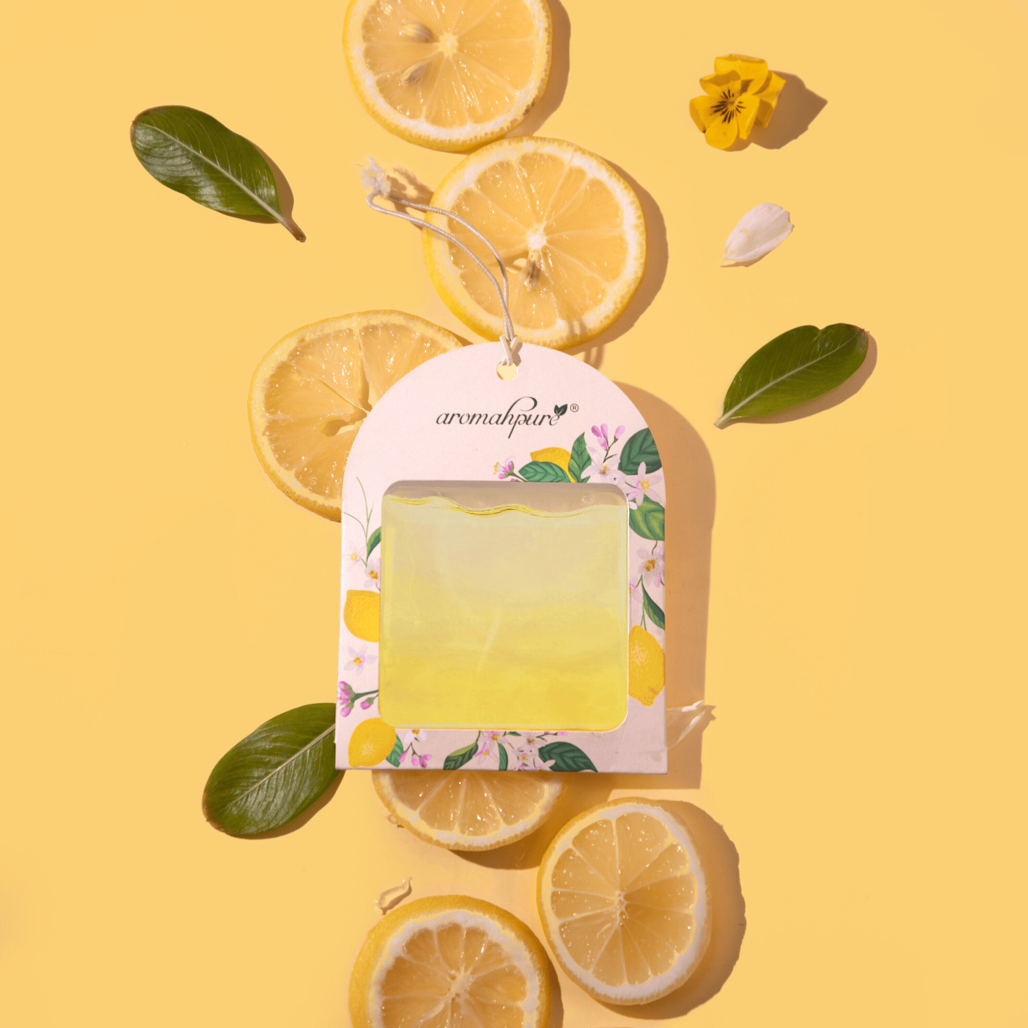 Image of Aromahpure Lemon Car Freshener Diffuser Gel Wink Hanging Perfume|Pack of 3| Long-Lasting Up to 30 Days (22.5 ml)