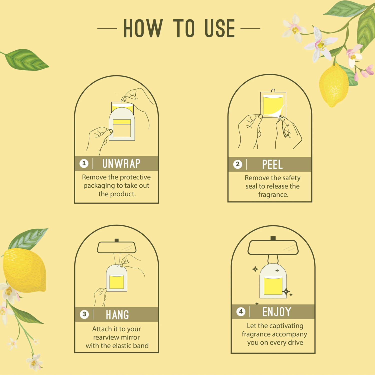 Image of Aromahpure Lemon Car Freshener Diffuser Gel Wink Hanging Perfume|Pack of 3| Long-Lasting Up to 30 Days (22.5 ml)
