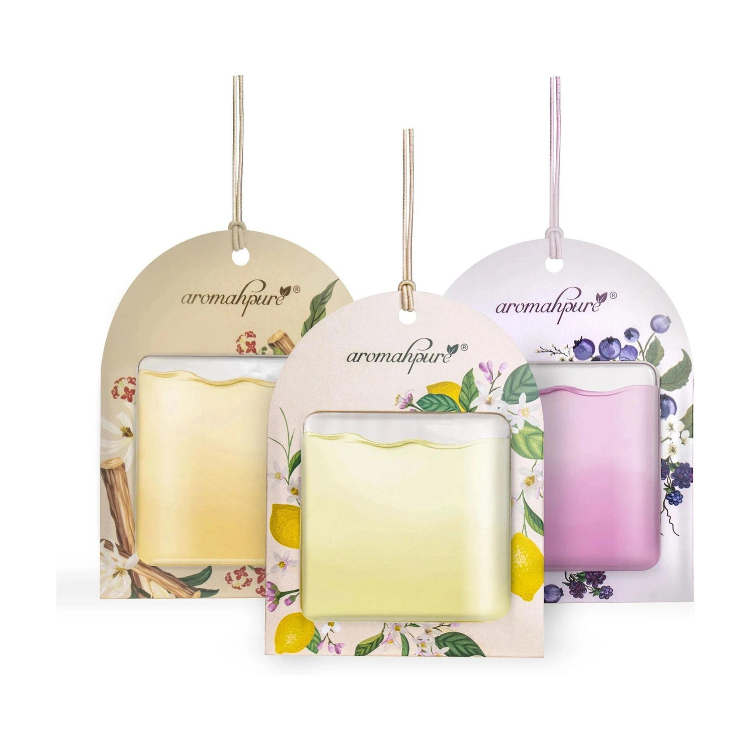 Image of Aromahpure Lemon Car Freshener Diffuser Gel Wink Hanging Perfume|Pack of 3| Long-Lasting Up to 30 Days (22.5 ml)