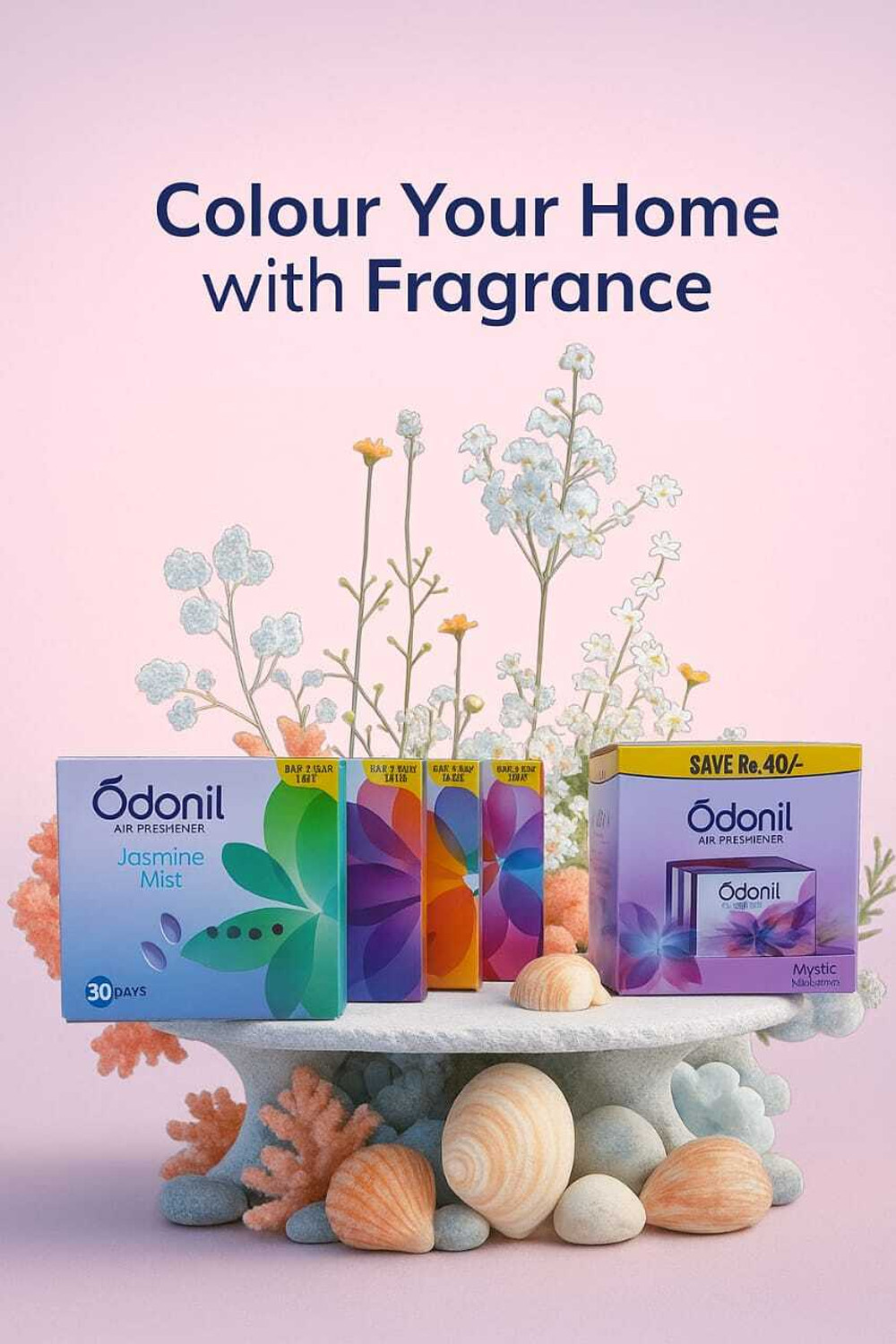 Image of Odonil Mixed Fragrance Blocks mystic rose (4 x 50 ml)