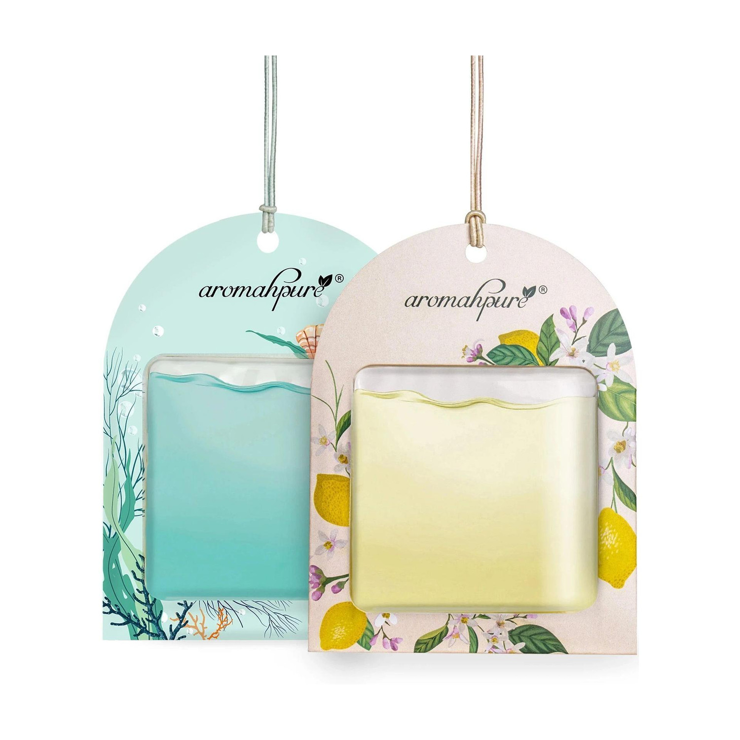Image of Aromahpure Lemon Car Freshener Diffuser Gel Wink Hanging Perfume|Pack of 3| Long-Lasting Up to 30 Days (22.5 ml)