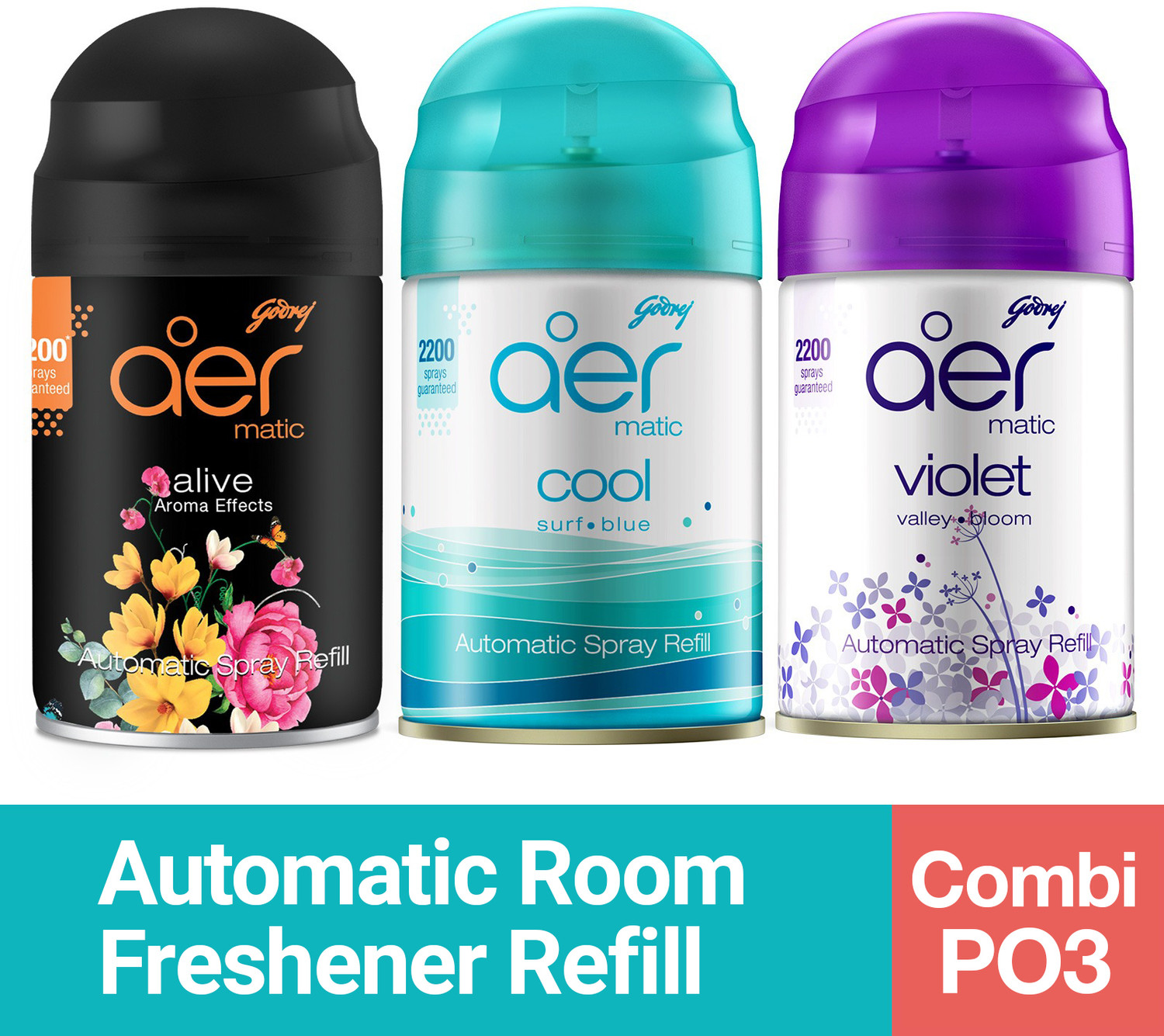 Image of Godrej Aer PETAL, PASSION, ALIVE, PASSION Car Freshener Automatic Spray Aer Matic Refill - PETAL, PASSION, ALIVE, PASSION. (900 ml)