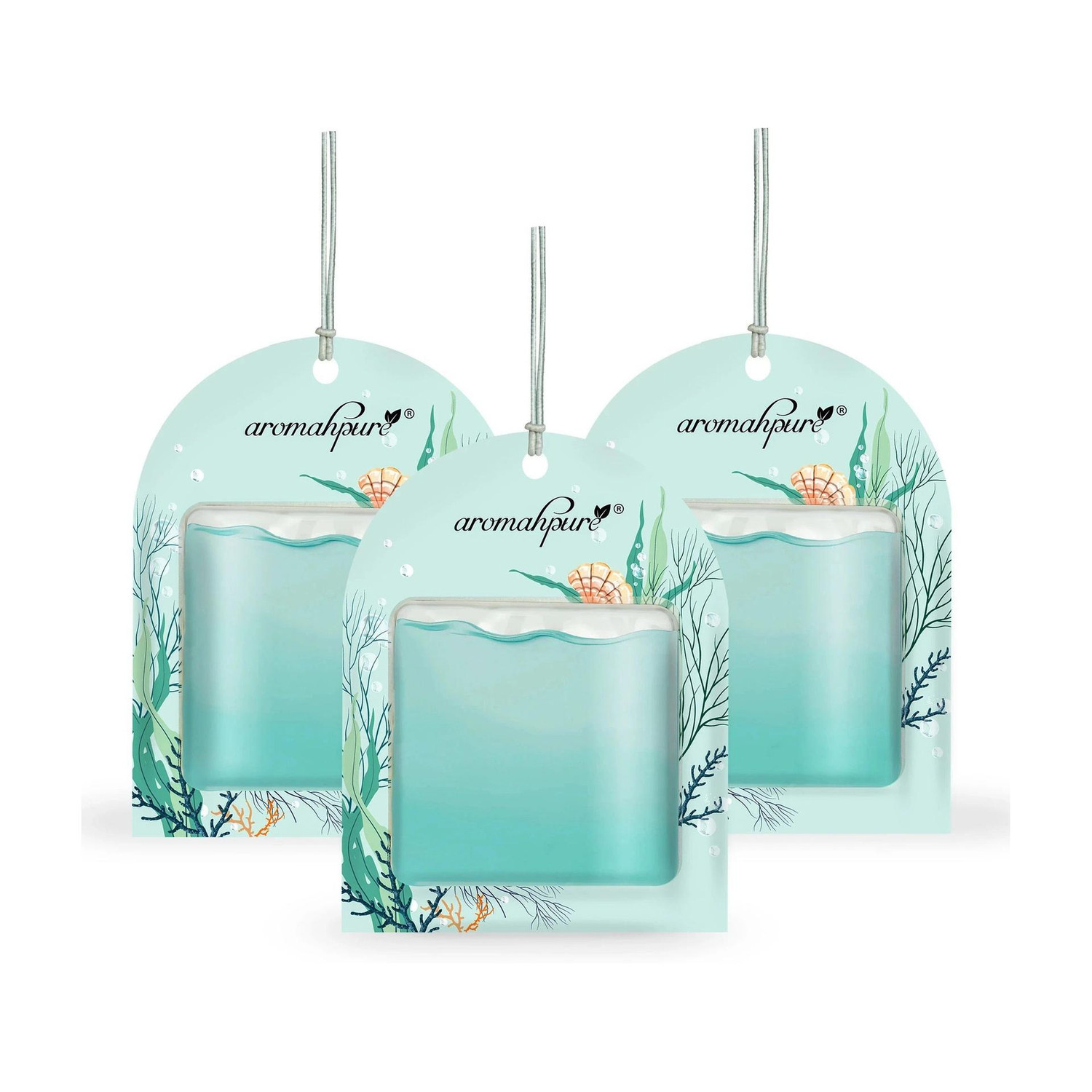 Image of Aromahpure Ocean Car Freshener Diffuser Gel Wink Hanging Perfume|Pack of 3| Long-Lasting Up to 30 Days (22.5 ml)