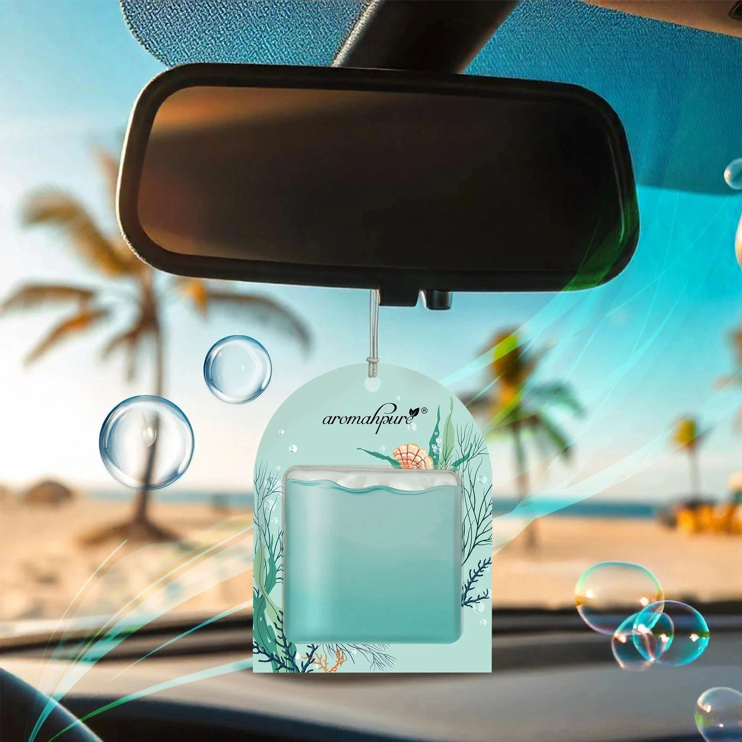 Image of Aromahpure Ocean Car Freshener Diffuser Gel Wink Hanging Perfume|Pack of 3| Long-Lasting Up to 30 Days (22.5 ml)