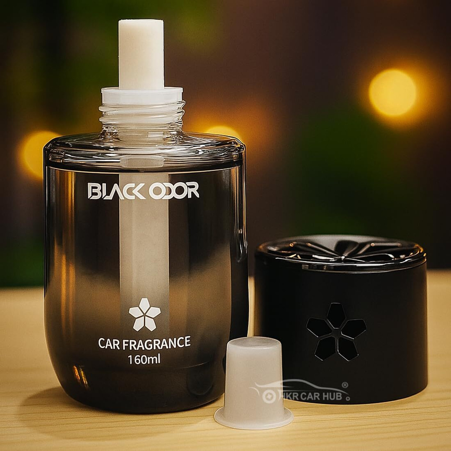 Image of LAVITRA Black ODOR Car Freshener Diffuser BLACK ODOR Elegant Glass Bottle Car Perfume - Leak-Proof, Stylish Design, Seamless Dispersion with Cotton Wick & double-sided Tape | Car & Home Interior Deodoriser (Mix Fragnances) (160 ml)