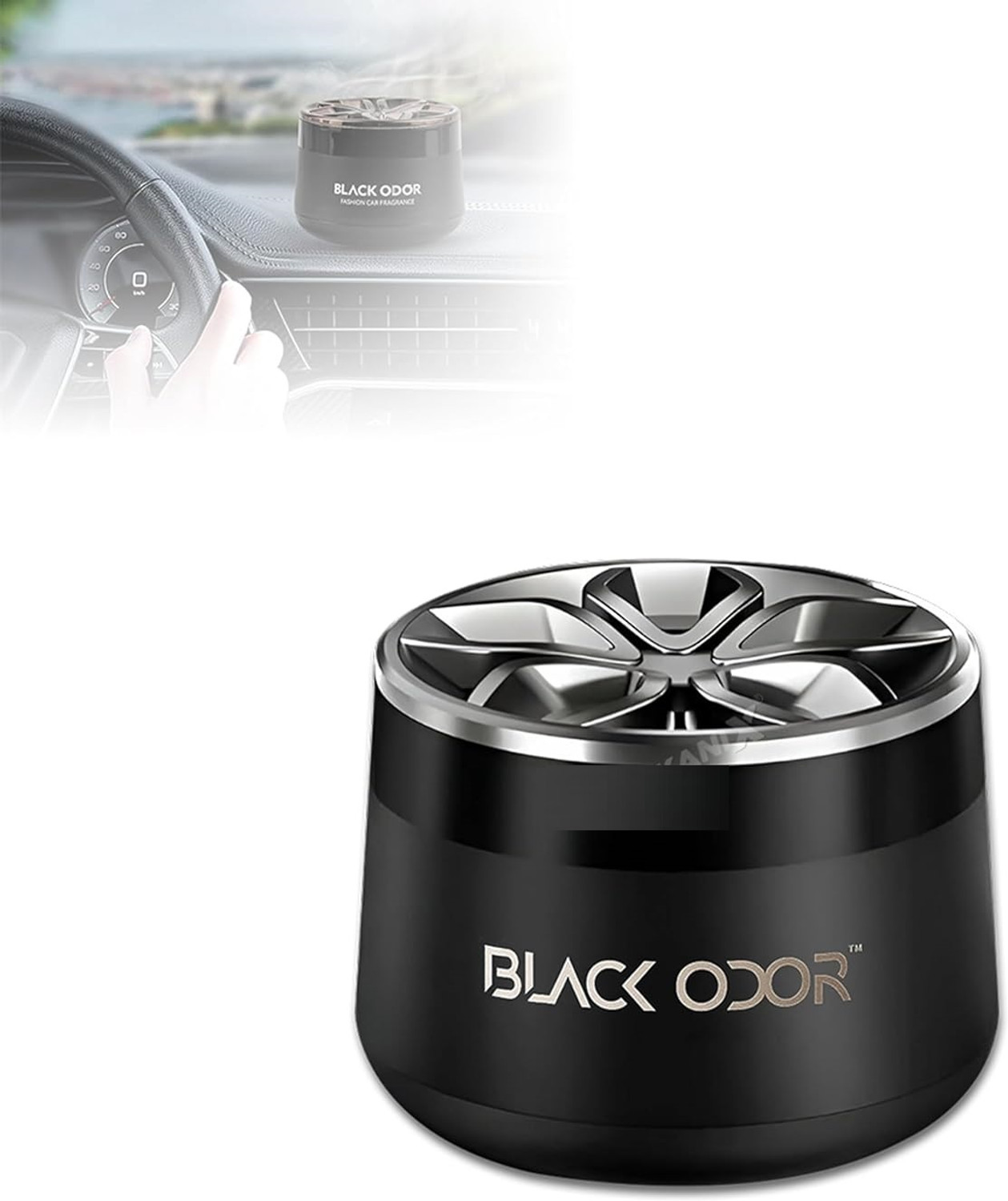 Image of LAVITRA Black ODOR Car Freshener Diffuser BLACK ODOR Elegant Glass Bottle Car Perfume - Leak-Proof, Stylish Design, Seamless Dispersion with Cotton Wick & double-sided Tape | Car & Home Interior Deodoriser (Mix Fragnances) (160 ml)