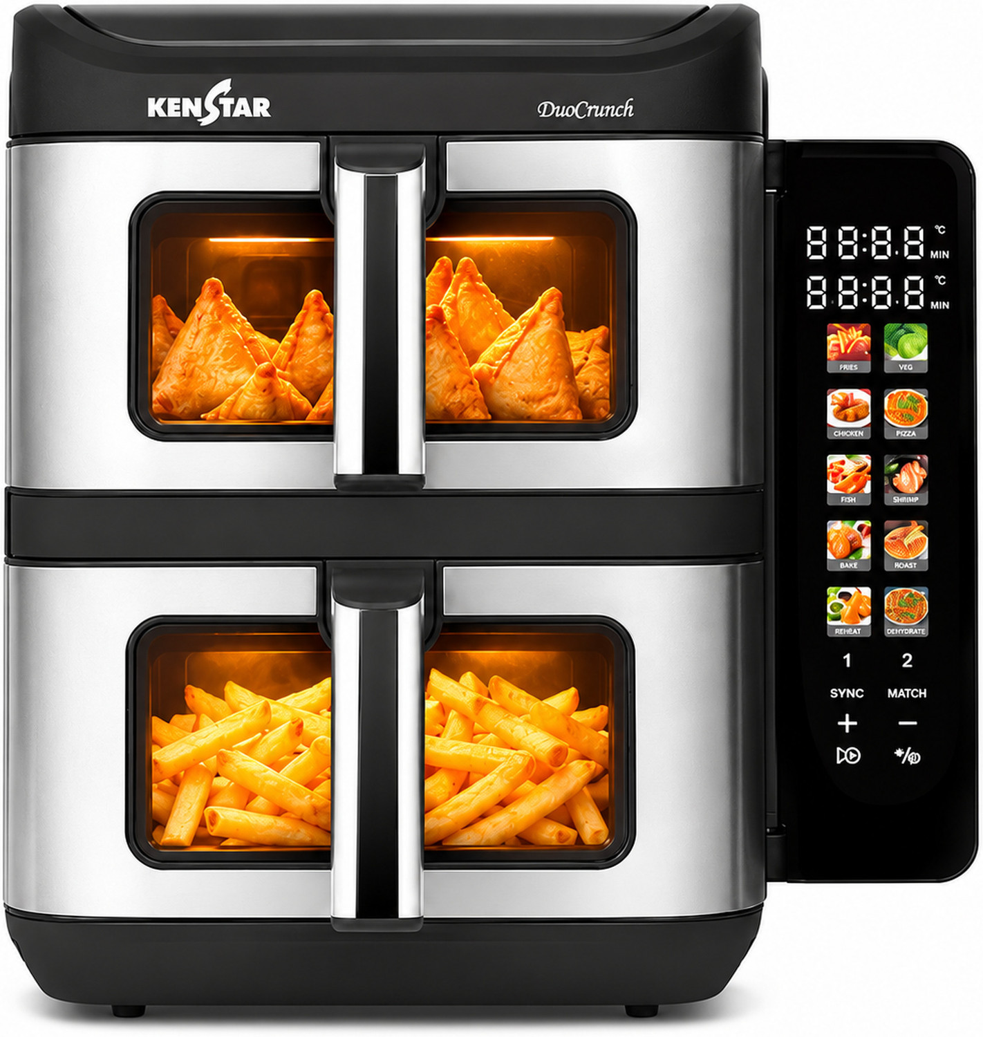 Kenstar DuoCrunch 12L with See Through Window Non-Stick Pan 2 Years Warranty Air Fryer