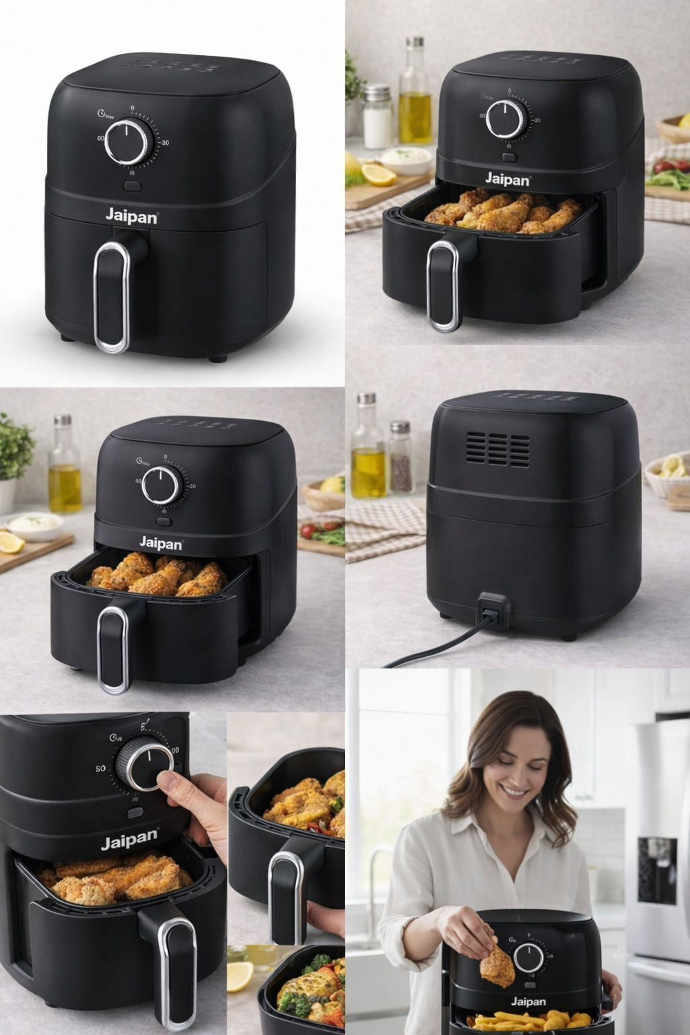 Image of Jaipan JAF1800 Manual Black Air Fryer (3.2 L)