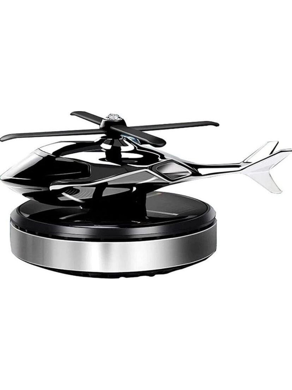 JUST MOD Helicopter car Solar Perfume air freshener Rotating Dashboard Accessories (Grey) Room Air Purifier (Black) - Image 1
