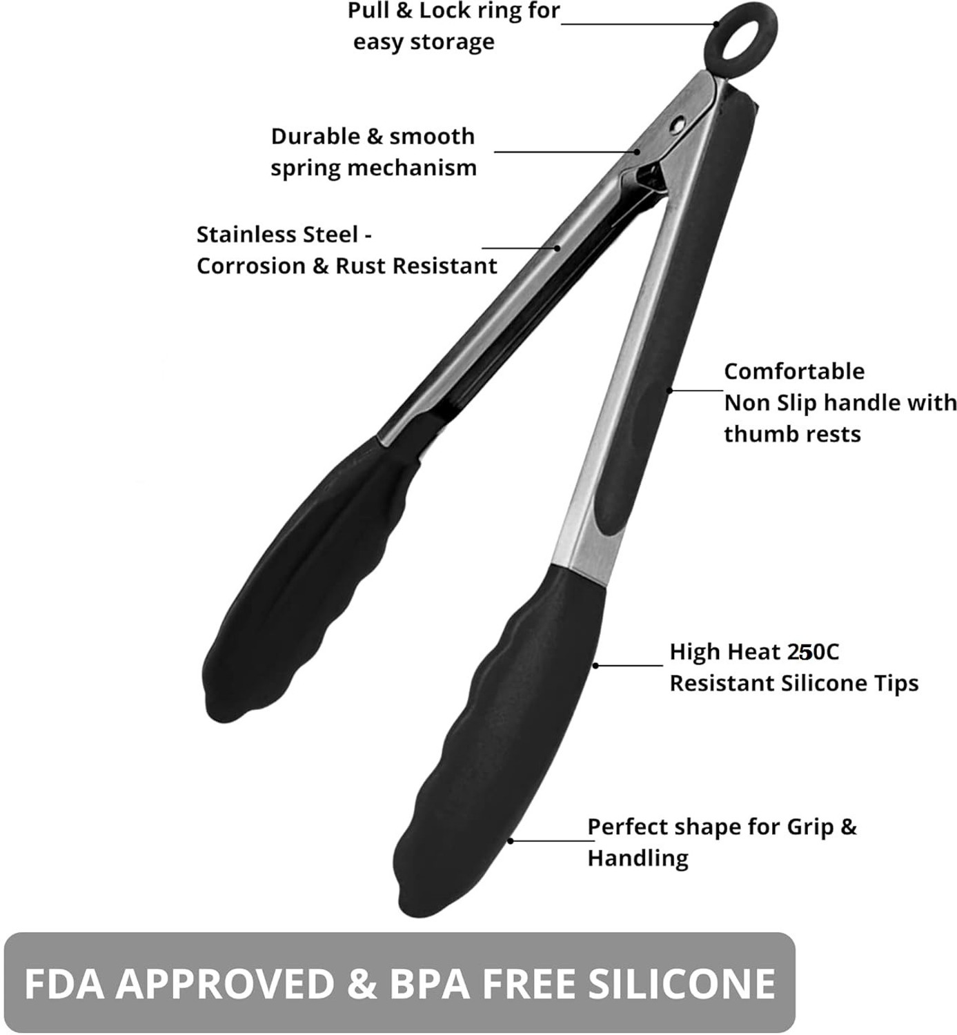 Image of DYZEKO SILICONE TONG WITH 2 PC AIR FRYER TRAY SILICONE TONG WITH 2 PC AIR FRYER TRAY (MULTI COLOUR) 22 cm Serving Tongs (Pack of 1)
