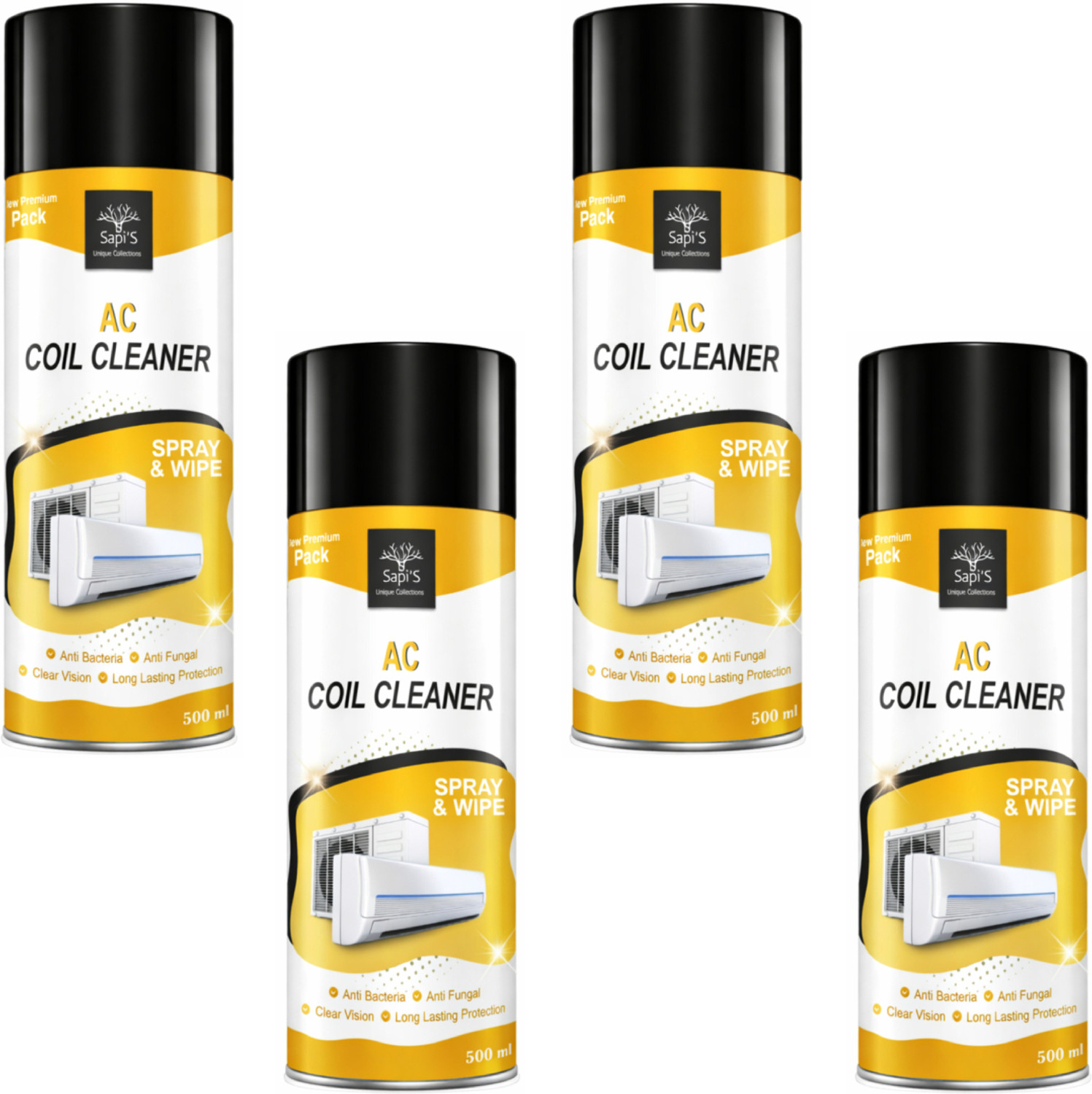 Image of SAPI'S AC Coil Cleaner 500 ml Spray | Instant Cooling Booster | Removes Dirt (2000 ml)
