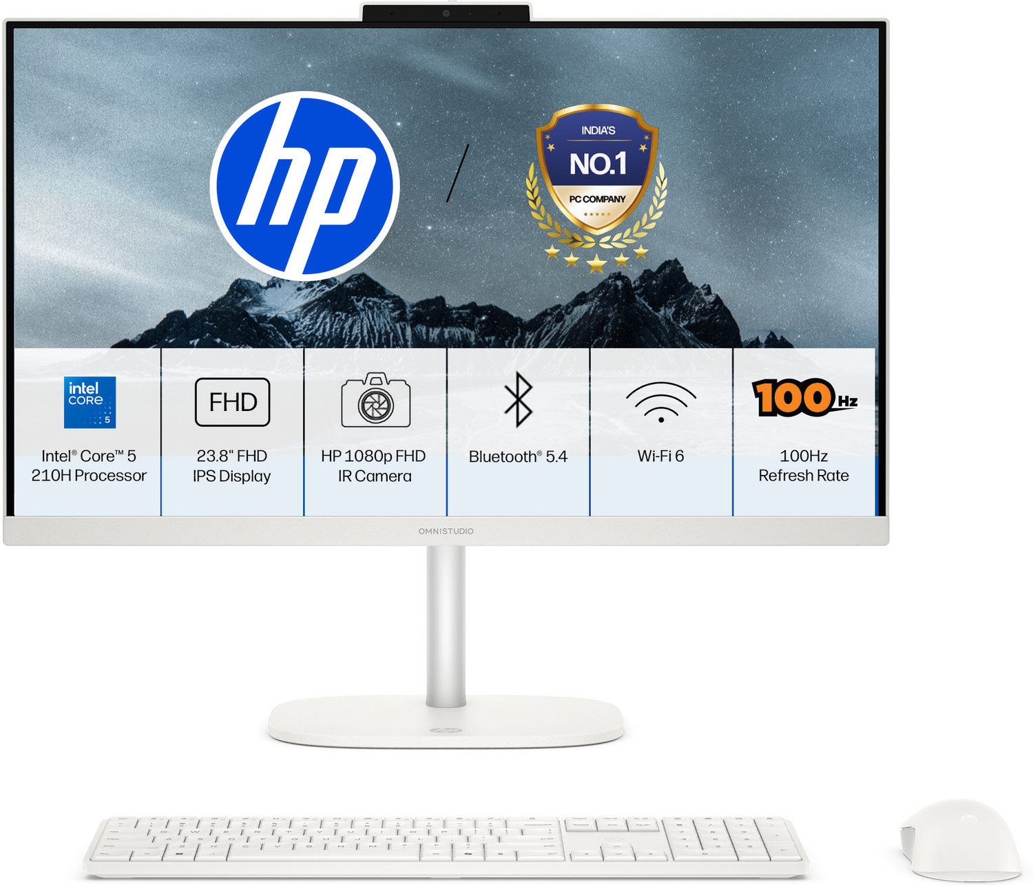 Image of HP HP ALL IN ONE 24 Core i5 (12th Gen) (8 GB DDR4 /500 GB /512 GB SSD /Windows 11 Home /23.8 Inch Screen /24-CR0471IN) with MS Office (White)