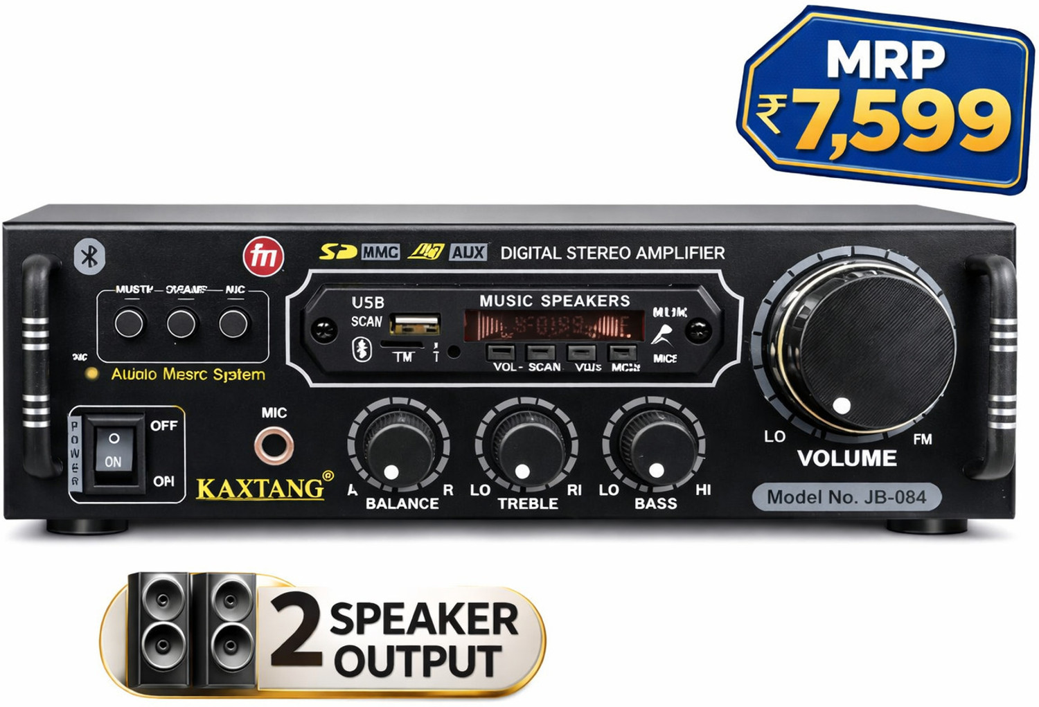 Image of KAXTANG 084 4Transistors DJ Amplifier REMIX Bluetooth VERSION with BT /USB /AUX /MP 5000 W AV Power Amplifier (Black)
