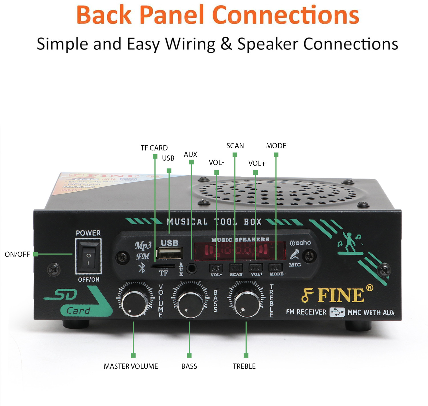 Image of FINE Black IPL AMPLIFIER Multimedia Player with Bluetooth,Aux,FM Radio. 150 W AV Power Amplifier (Black)