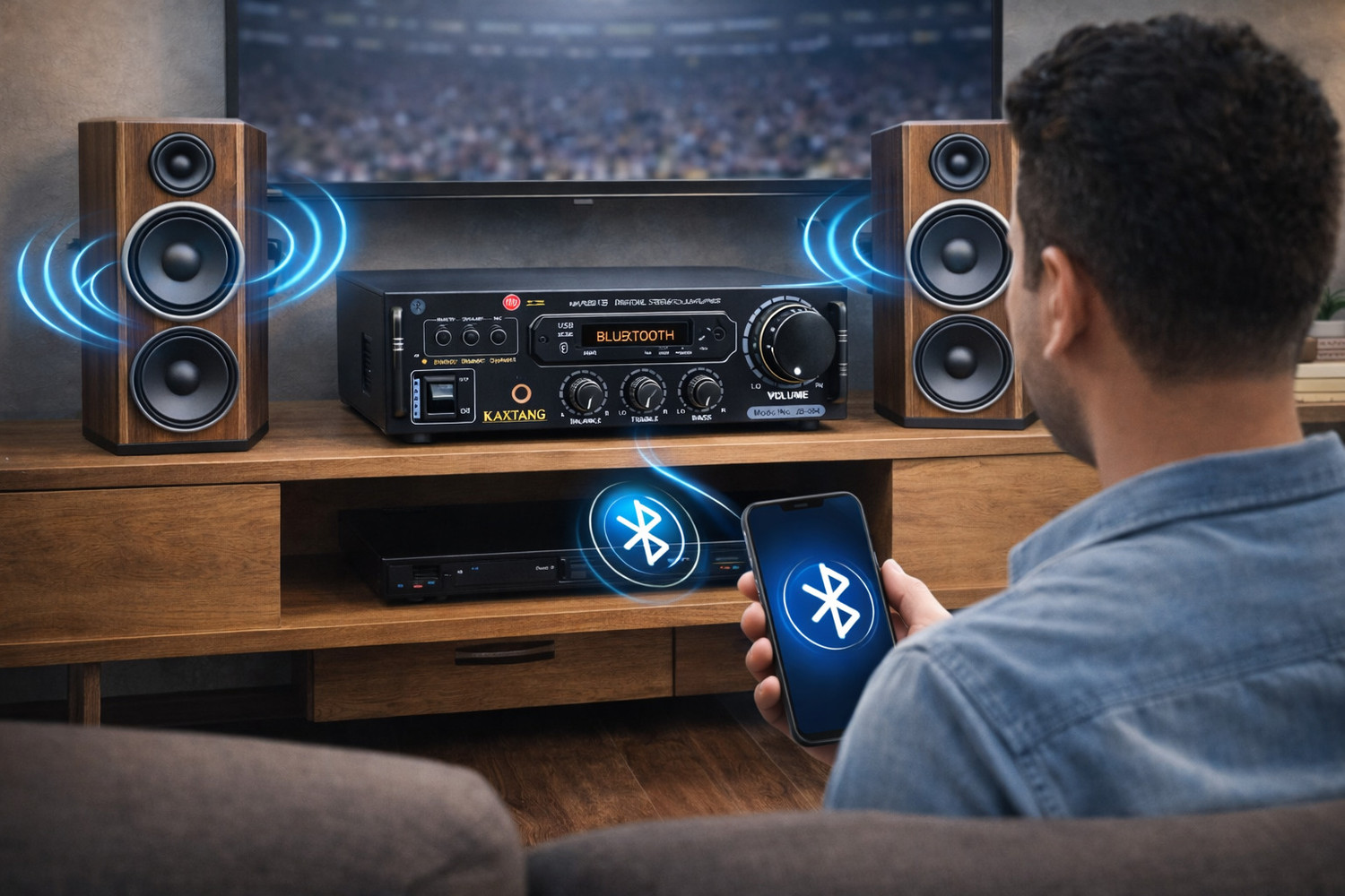 Image of KAXTANG 084 4Transistors DJ Amplifier REMIX Bluetooth VERSION with BT /USB /AUX /MP 5000 W AV Power Amplifier (Black)