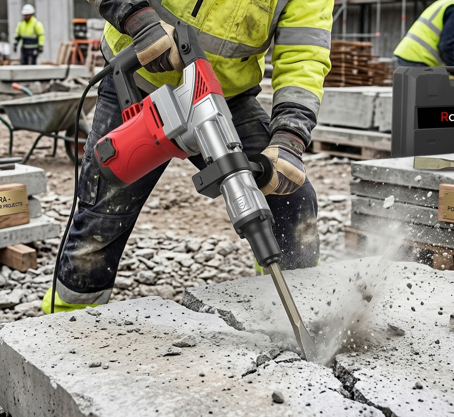 Image of RanPra COMBO OF 4INCH TILE /MARBLE CUTTER | 7KG DEMOLITION BREAKER | 4INCH ANGLE GRINDER Marble Cutter (1050 W)