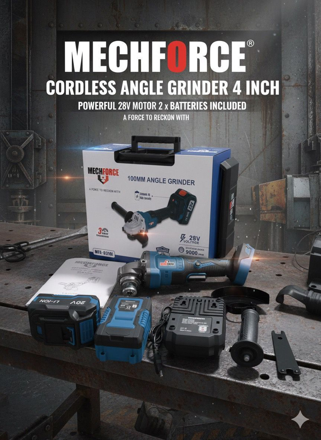 Image of INGCO Combo Kit | Angle Grinder + 55Nm Drill + 2-26mm Rotary Hammer Angle Grinder (110 mm Wheel Diameter)
