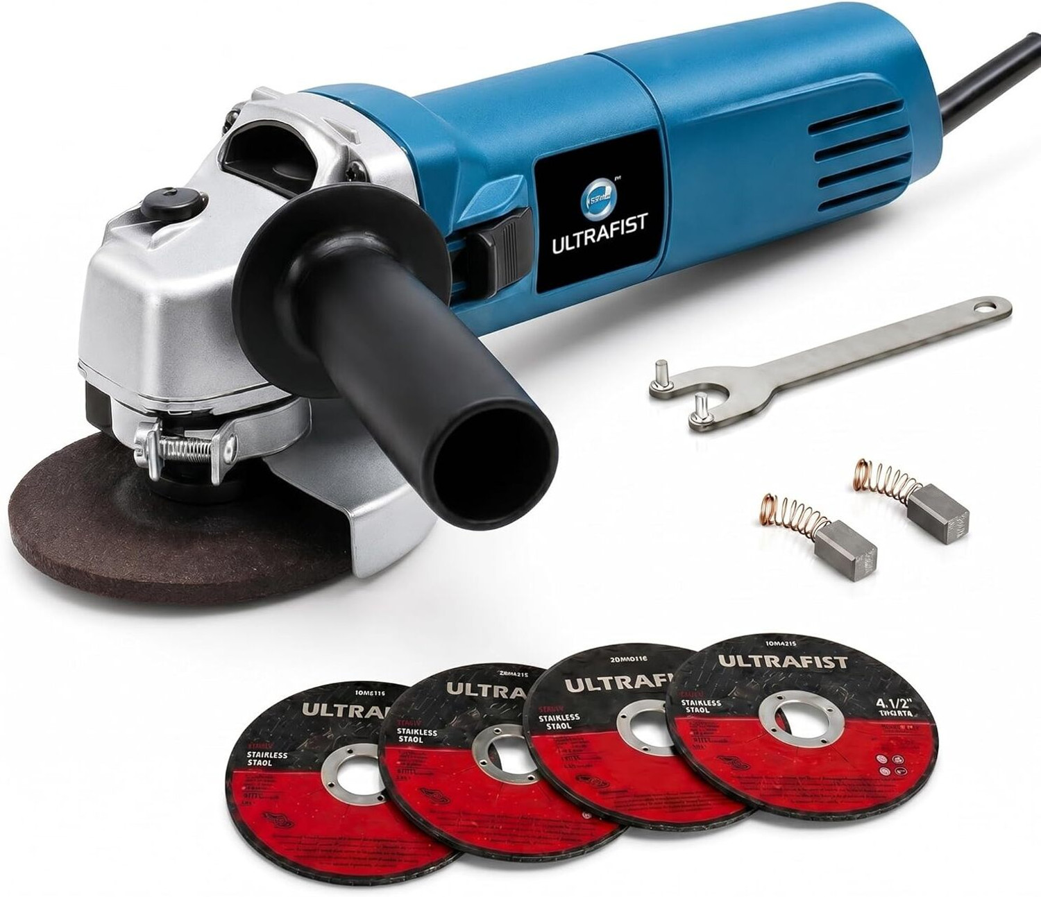 ULTRAFIST 1500W 4'' Angle Grinder 100mm, 11000 RPM, Heavy Duty Cutter Tool Kit with Handle Angle Grinder