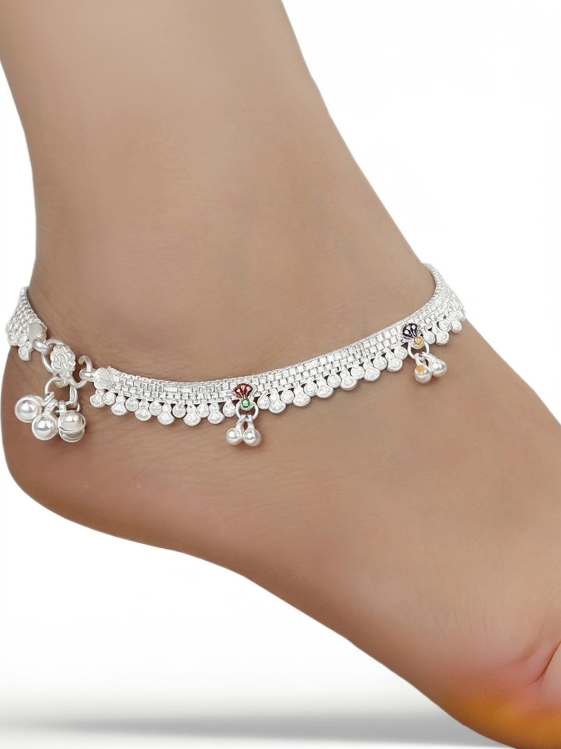 Image of Qrown Indian traditional fancy Payal,Pajeb,Paijaan for girls,womens Alloy Anklet (Pack of 2)