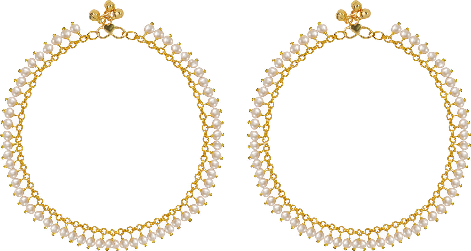 Image of Qrown Indian traditional fancy Payal,Pajeb,Paijaan for girls,womens Alloy Anklet (Pack of 2)