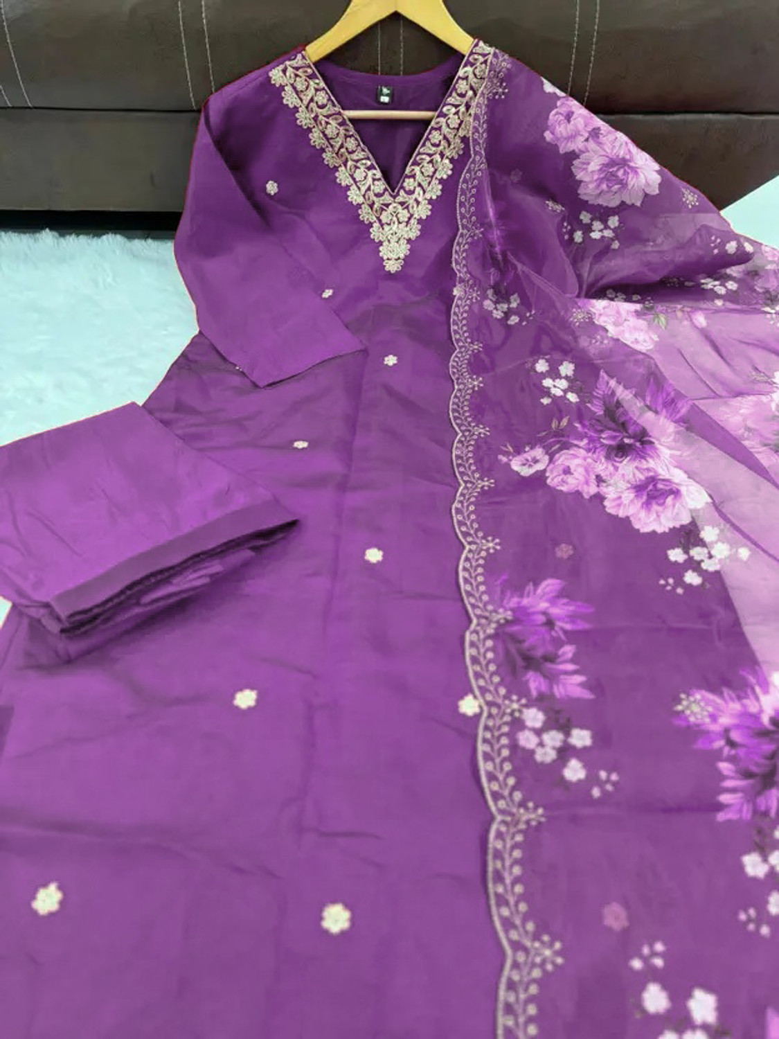 Image of Kachhot Women Cotton Rayon Kurti Pant Dupatta Set