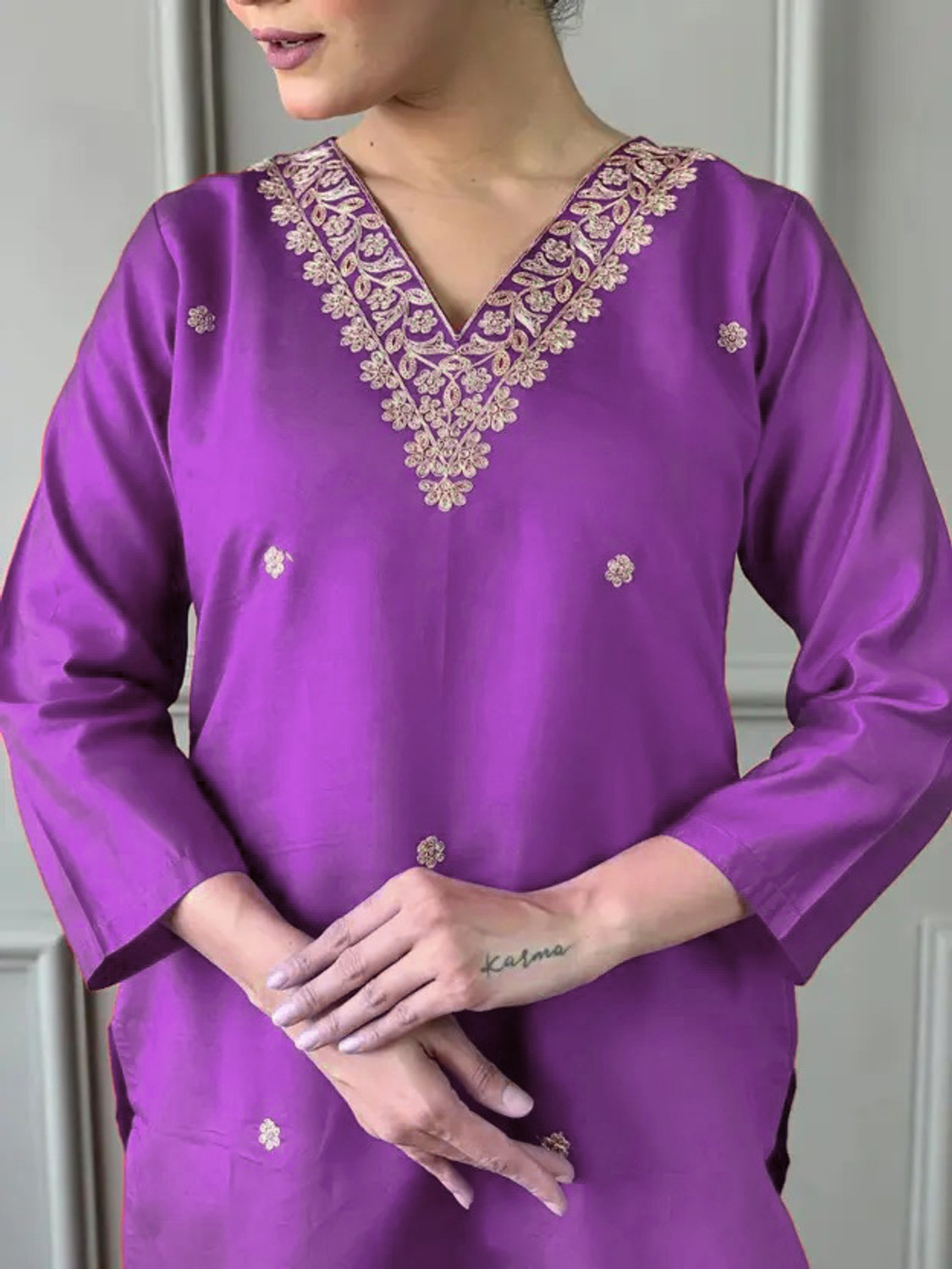 Image of Kachhot Women Cotton Rayon Kurti Pant Dupatta Set