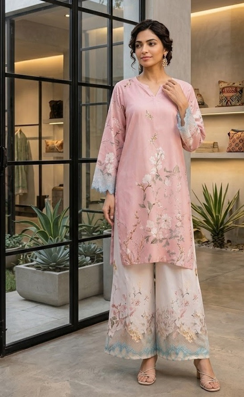 Image of parthcreation Women Viscose Rayon Kurti Pant Set