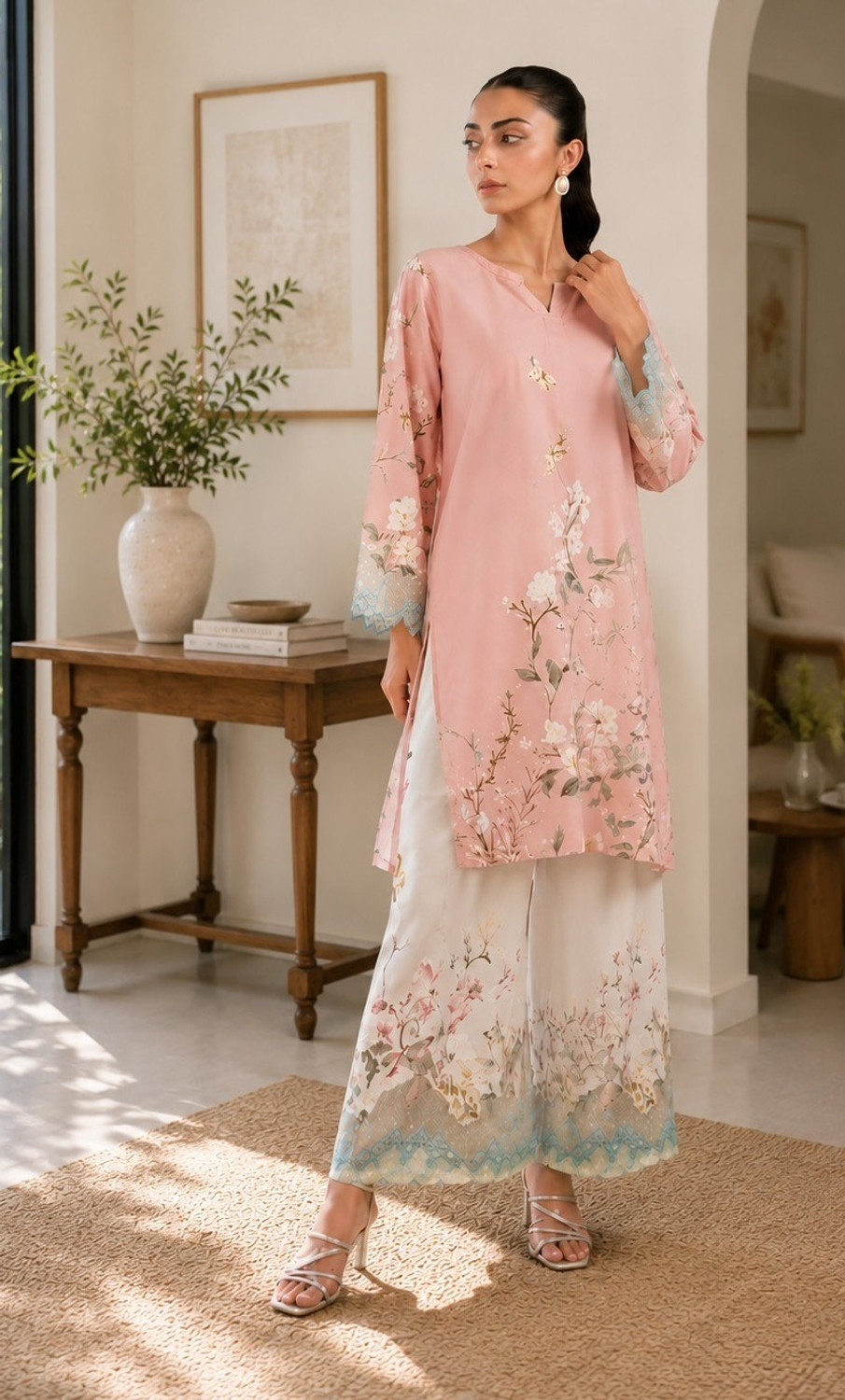 Image of parthcreation Women Viscose Rayon Kurti Pant Set