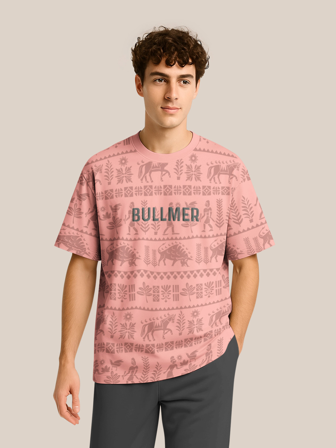 Image of Bullmer Pack of 2 Men Graphic Print Round Neck Cotton Blend Multicolor T-Shirt