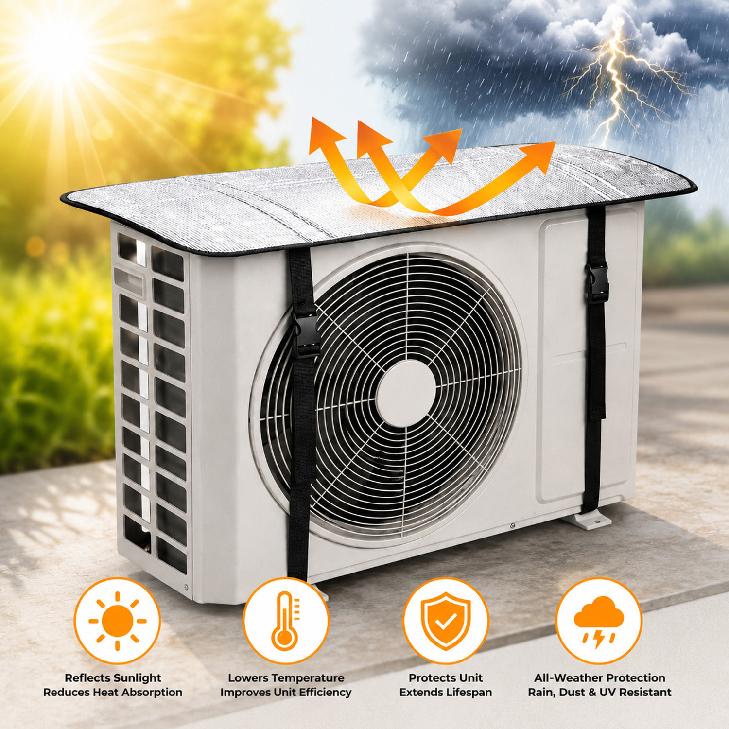 Image of KCE STORE Air Conditioner Cover for 1.5 Ton (Width: 50 cm, SILVER)