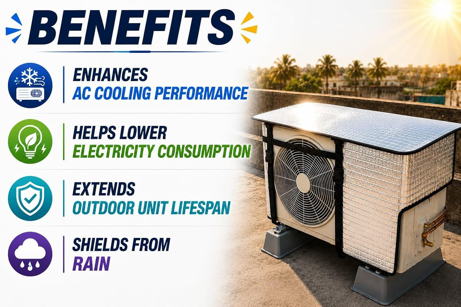 Image of KCE STORE Air Conditioner Cover for 1.5 Ton (Width: 50 cm, SILVER)
