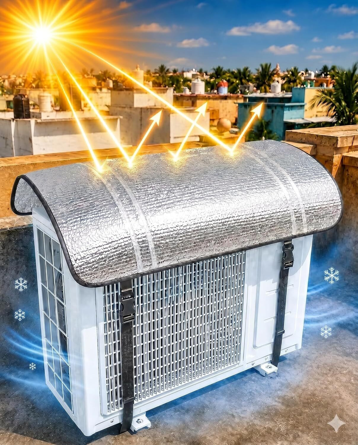 KCE STORE Air Conditioner Cover (Width: 40 cm, Silver) - Image 1