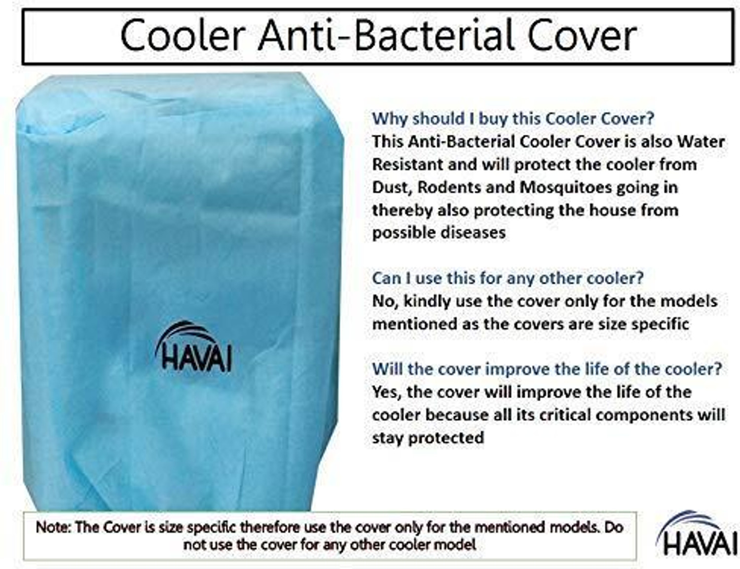 Image of Havai Air Cooler Cover (Width: 51 cm, Blue)