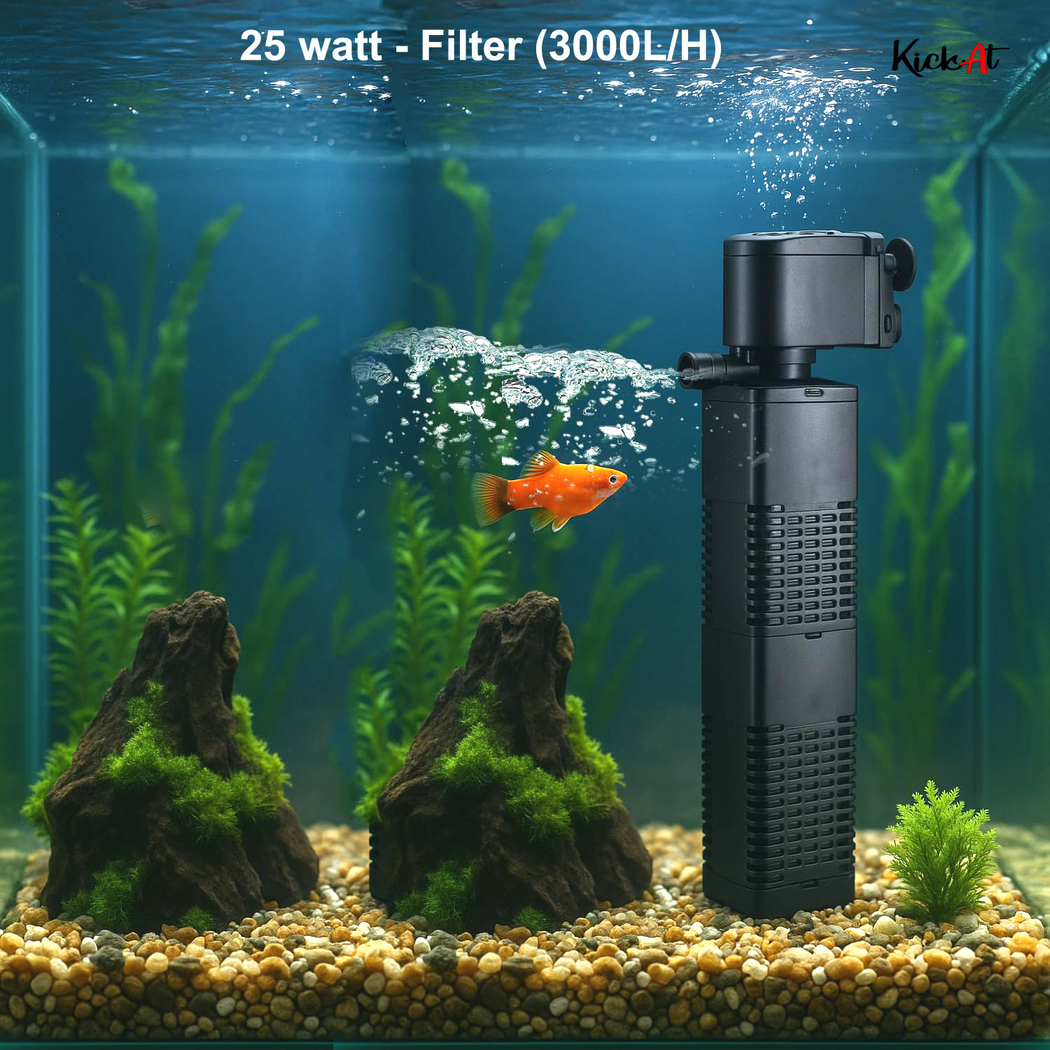 Image of Home Bargains Aquarium Internal Filter with Oxygen Supply & Water Circulation for Fish Tank Power Aquarium Filter (Mechanical Filtration for Salt Water and Fresh Water)