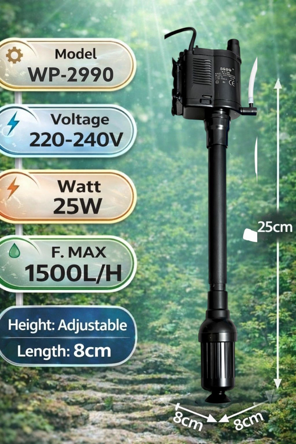 Image of MyPetFishy WP-2990 Power Aquarium Filter (Biological Filtration for Salt Water and Fresh Water)