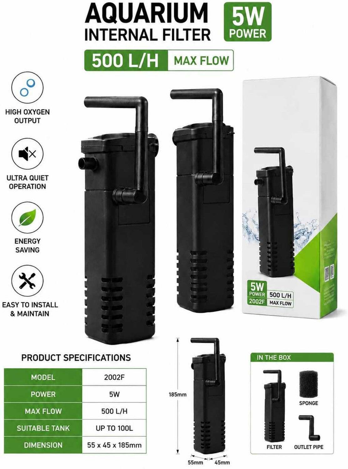 Image of LINY Power Aquarium Filter (Mechanical Filtration for Salt Water and Fresh Water)