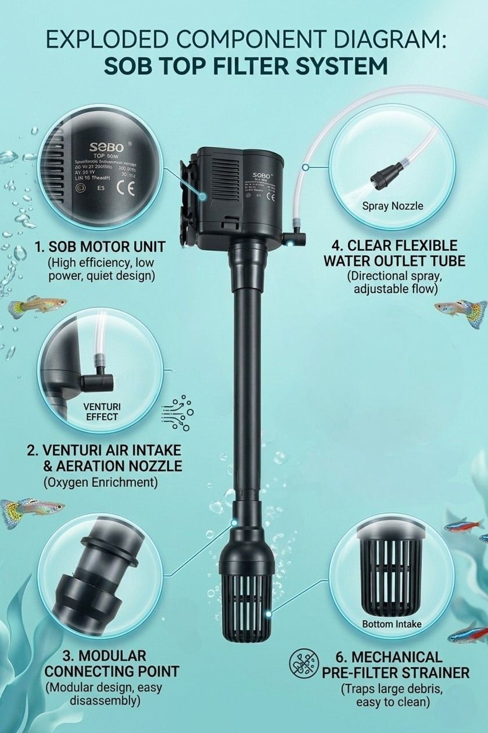 Image of MyPetFishy WP-2990 Power Aquarium Filter (Biological Filtration for Salt Water and Fresh Water)
