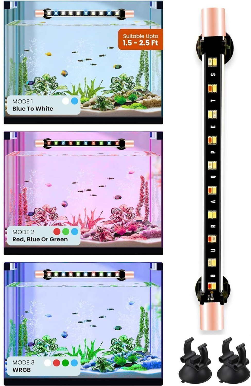 Image of Buraq Multicolor LED Aquarium Light (Freshwater Fish Tank, Freshwater Planted Tank)